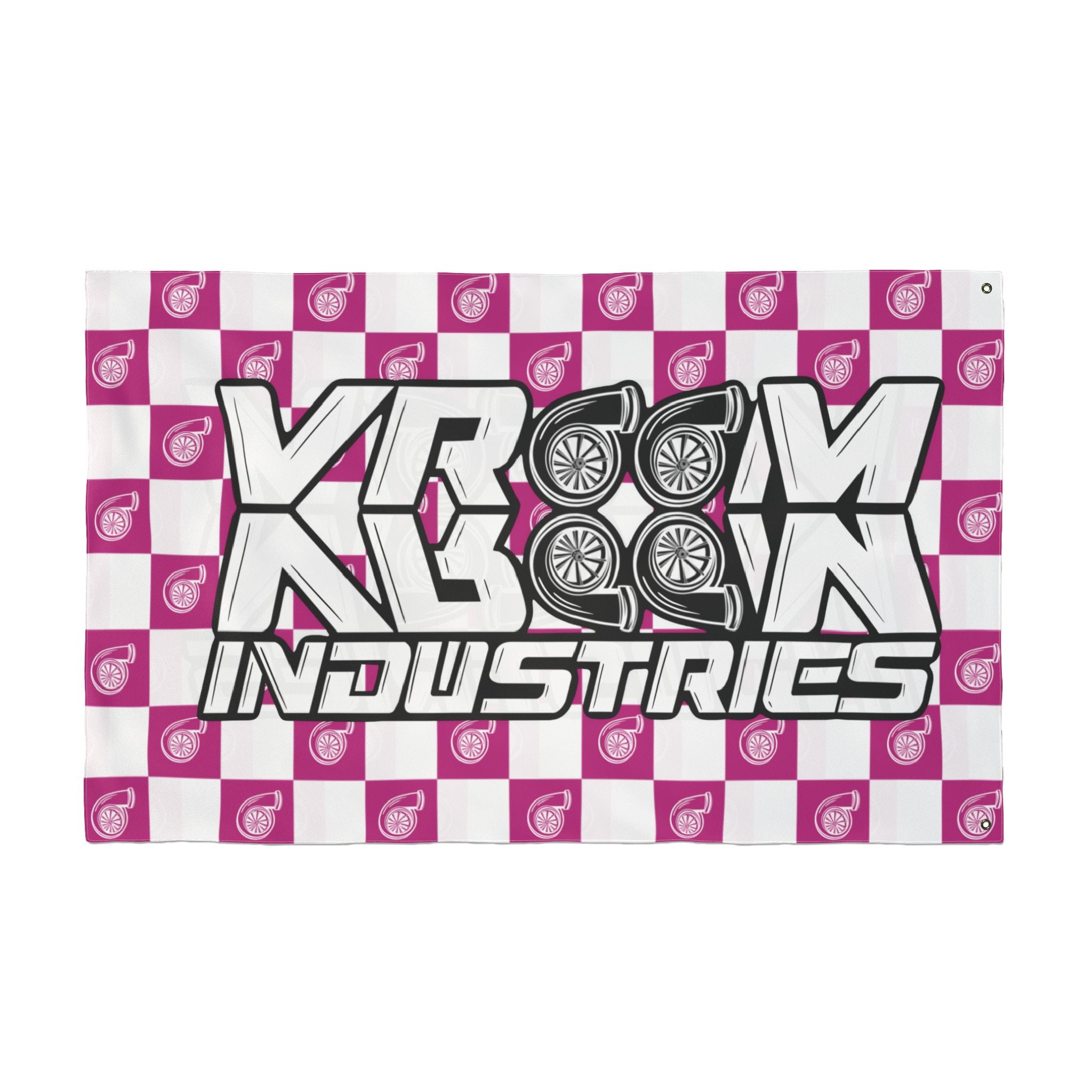 VroomVroom + White & Pink • Turbo Checkered Flag