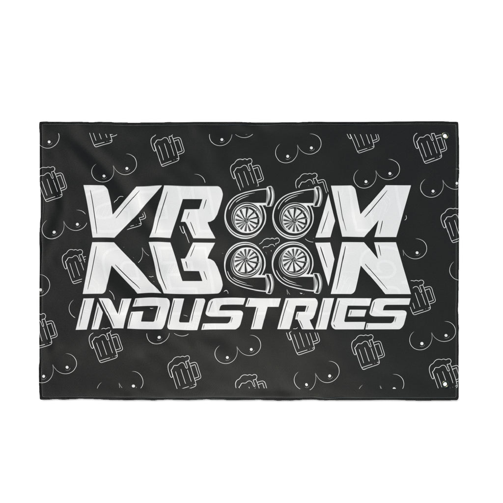 Titties & Beer That's Why I'm Here (White) + VroomVroom (Drivers Side) Flag