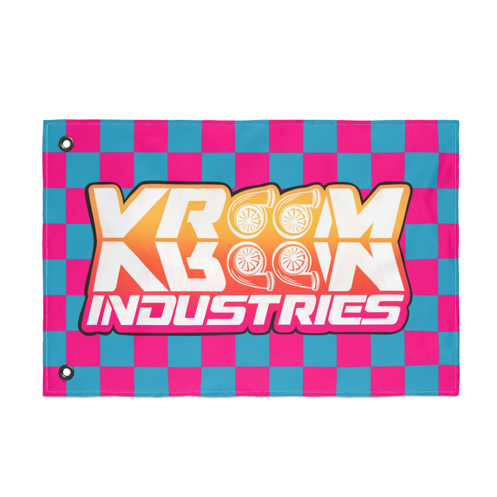 VroomVroom • Pink + Turquoise Sunset Checkered Flag