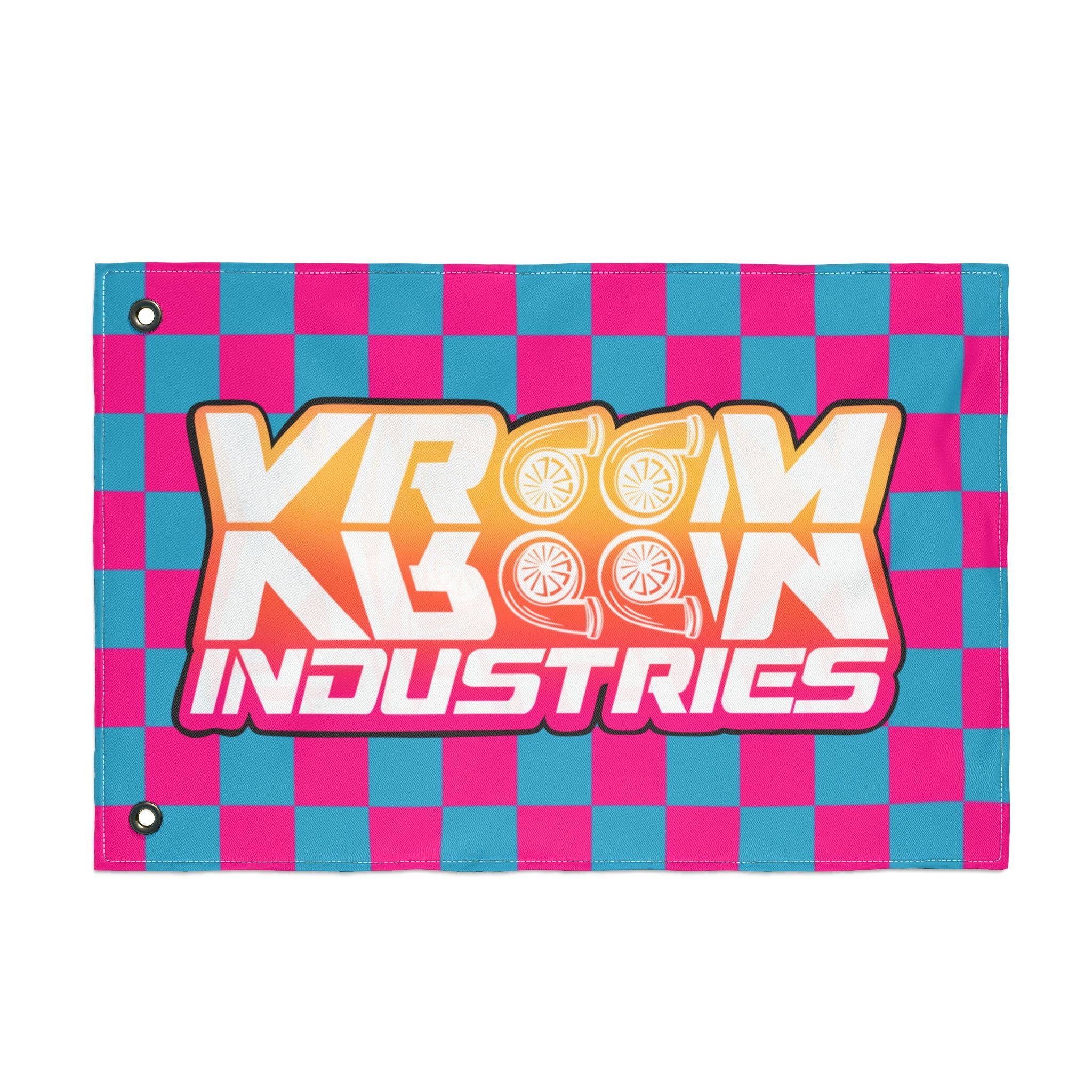 VroomVroom • Pink + Turquoise Sunset Checkered Flag