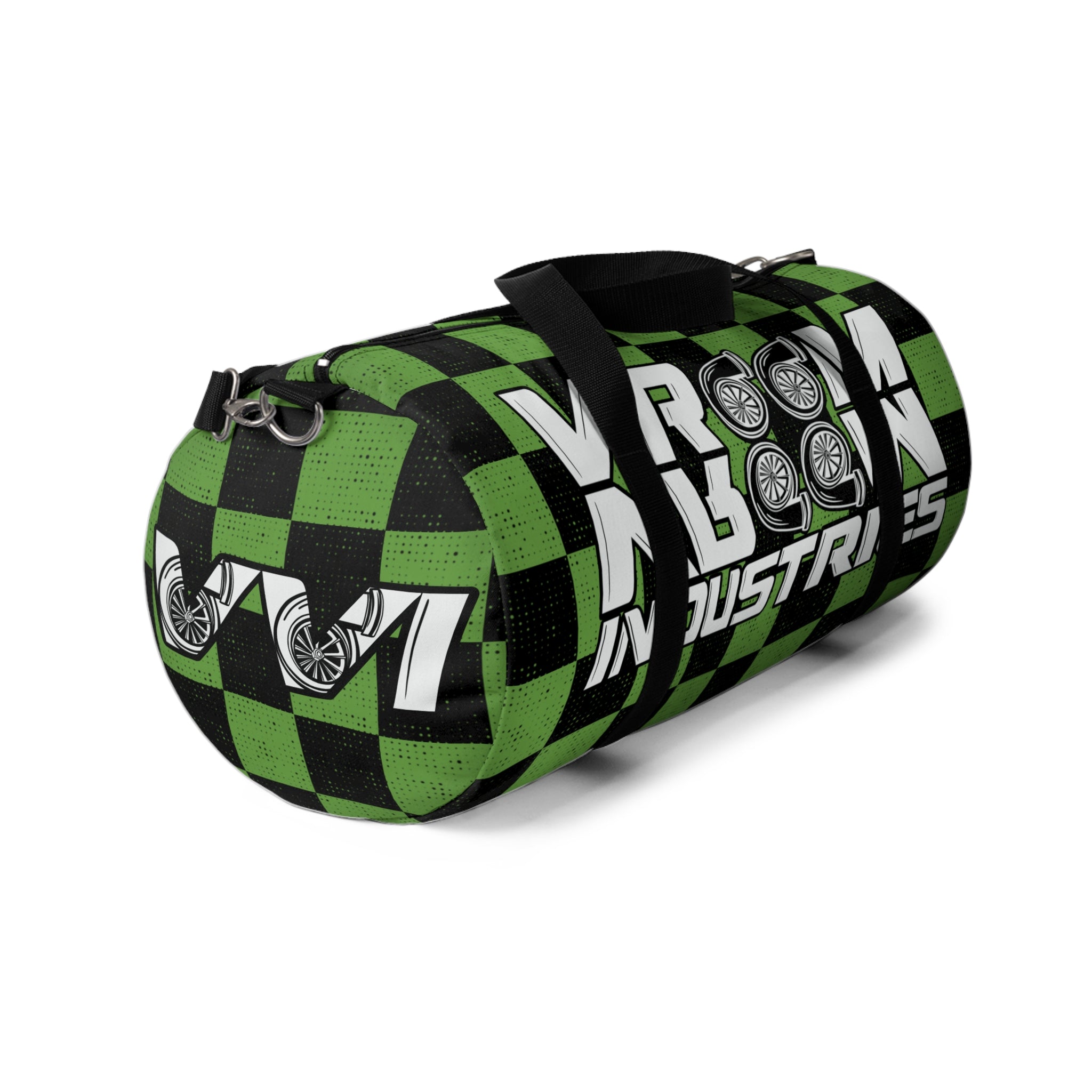VroomVroom • Bright Green & Black Checkered • Duffle Bag
