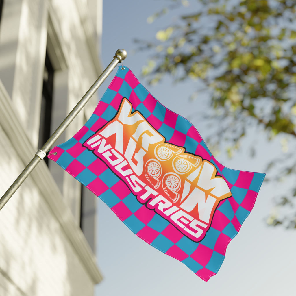 VroomVroom • Pink + Turquoise Sunset Checkered Flag