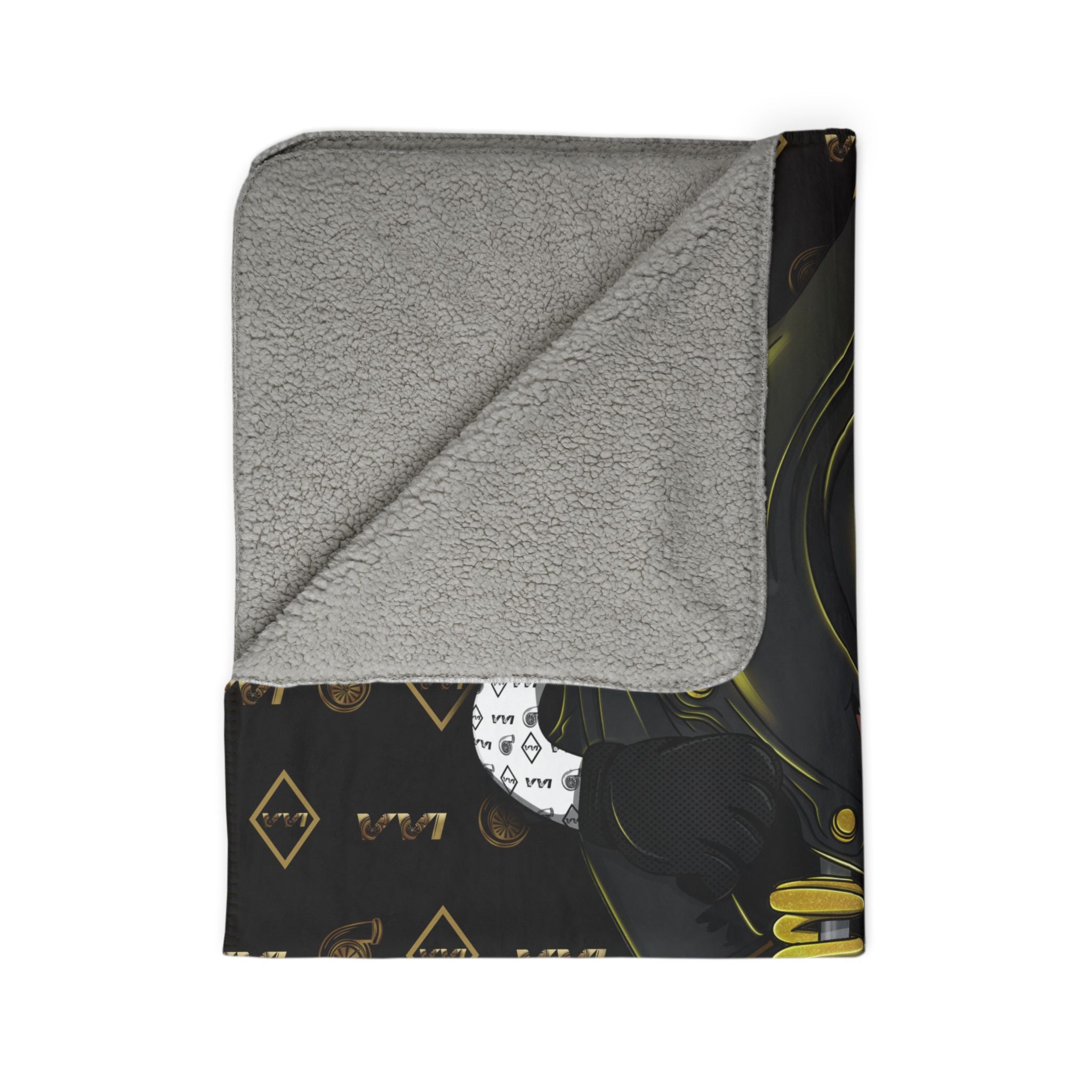 Black Vroomie • Black & Gold • Sherpa Blanket