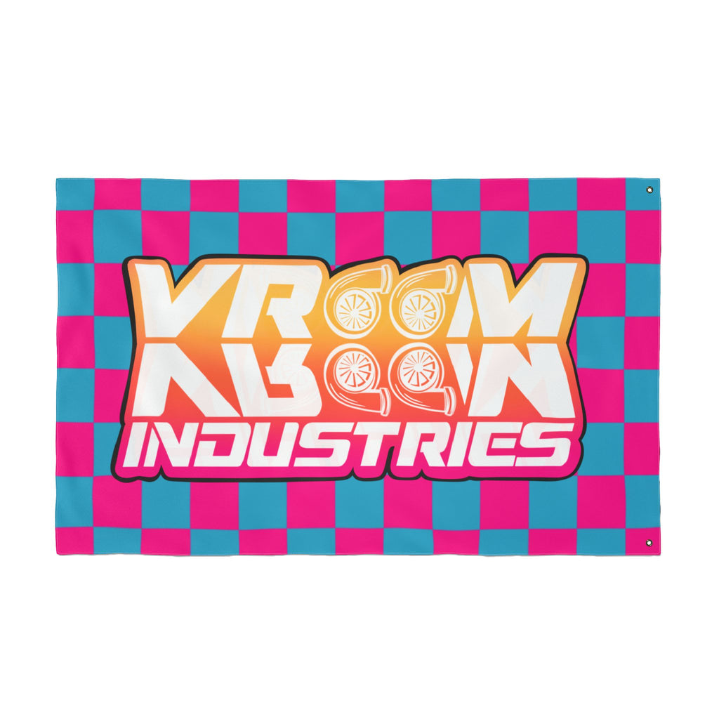 VroomVroom • Pink + Turquoise Sunset Checkered Flag