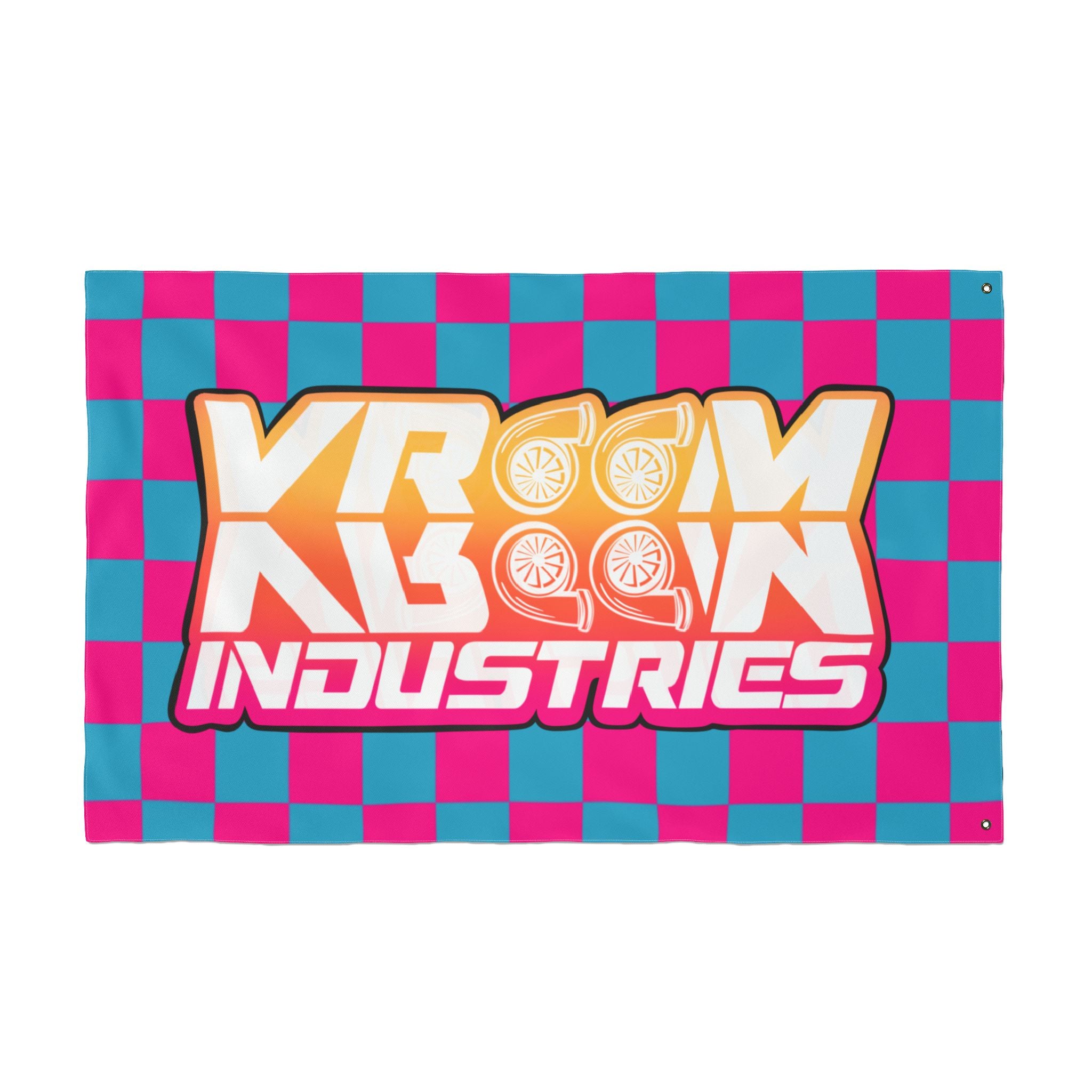 VroomVroom • Pink + Turquoise Sunset Checkered Flag