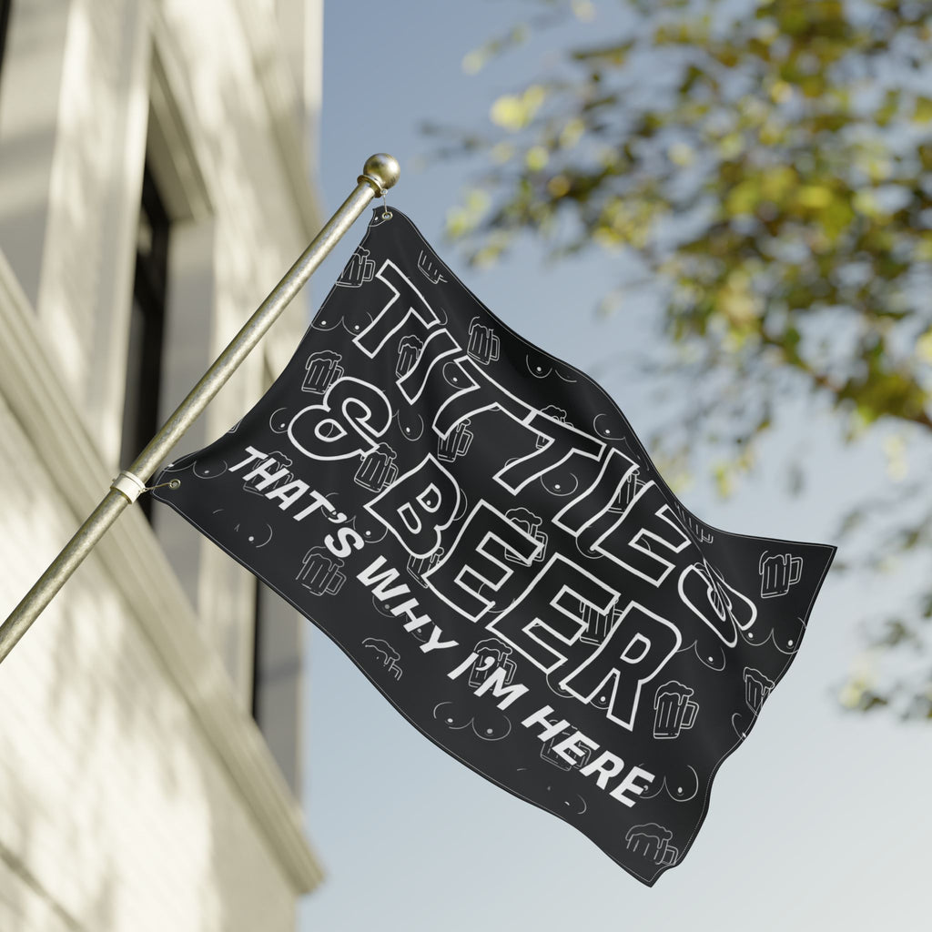 Titties & Beer That's Why I'm Here (White) + VroomVroom (Drivers Side) Flag