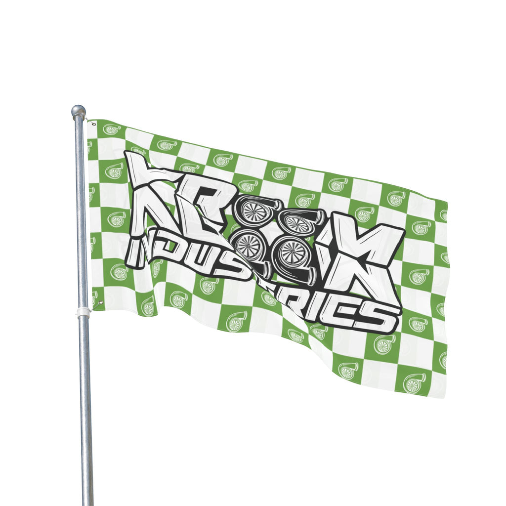 VroomVroom • Bright Green + White • Turbo Checkered Flag