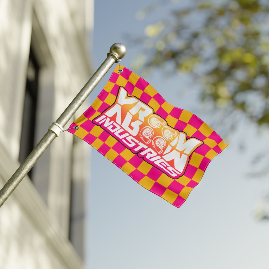 VroomVroom • Pink + Yellow Sunset Checkered Flag