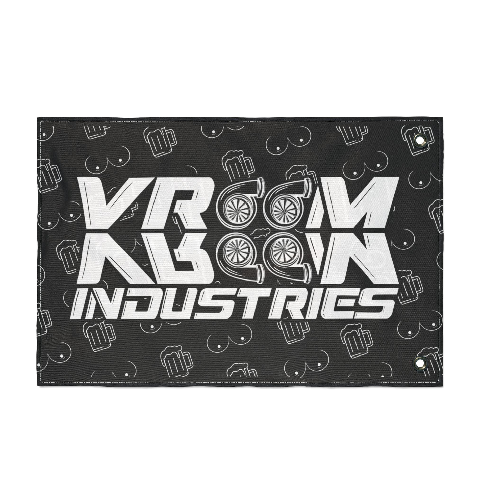 Titties & Beer That's Why I'm Here (White) + VroomVroom (Drivers Side) Flag