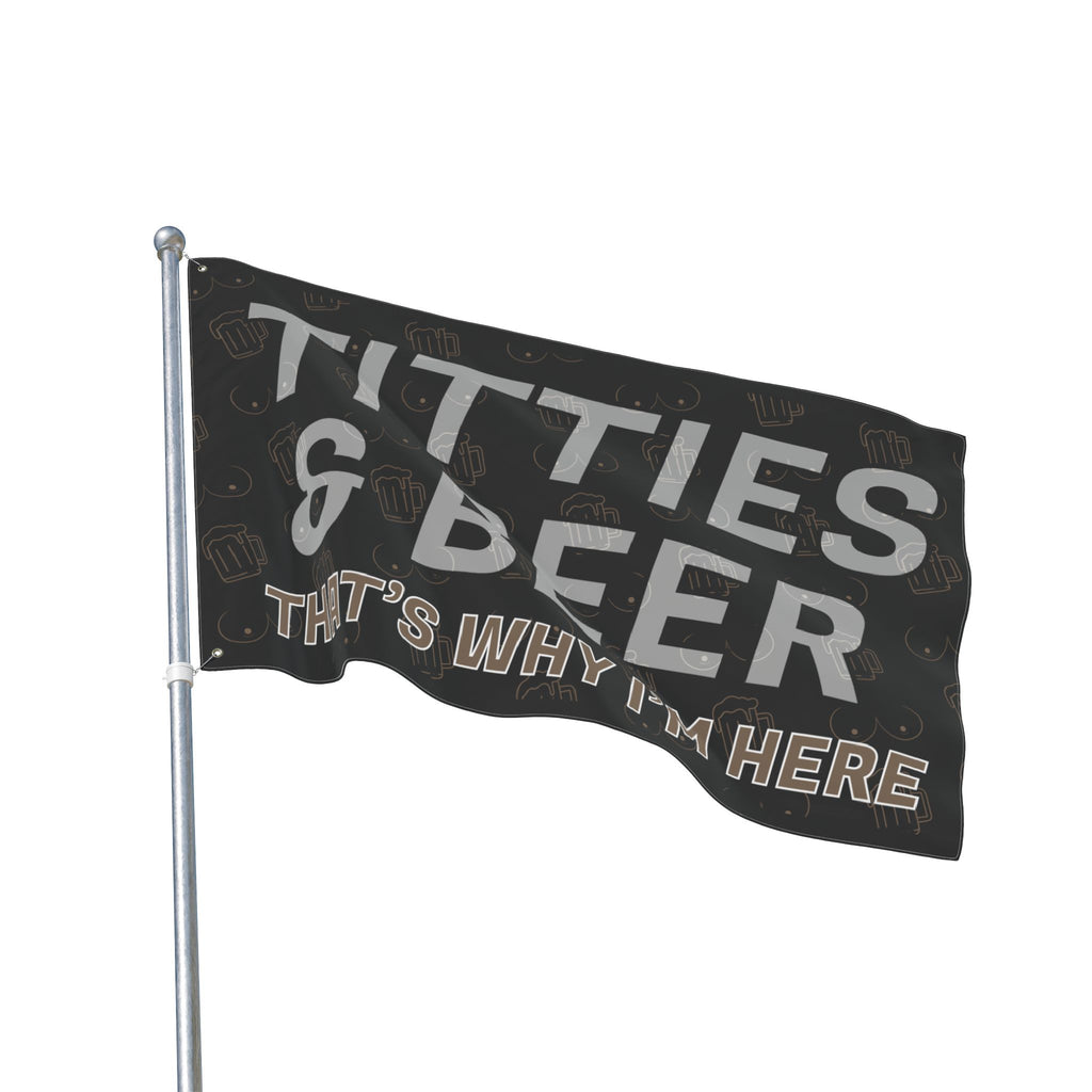 Titties & Beer That's Why I'm Here (Gold) + VroomVroom (Drivers Side) Flag