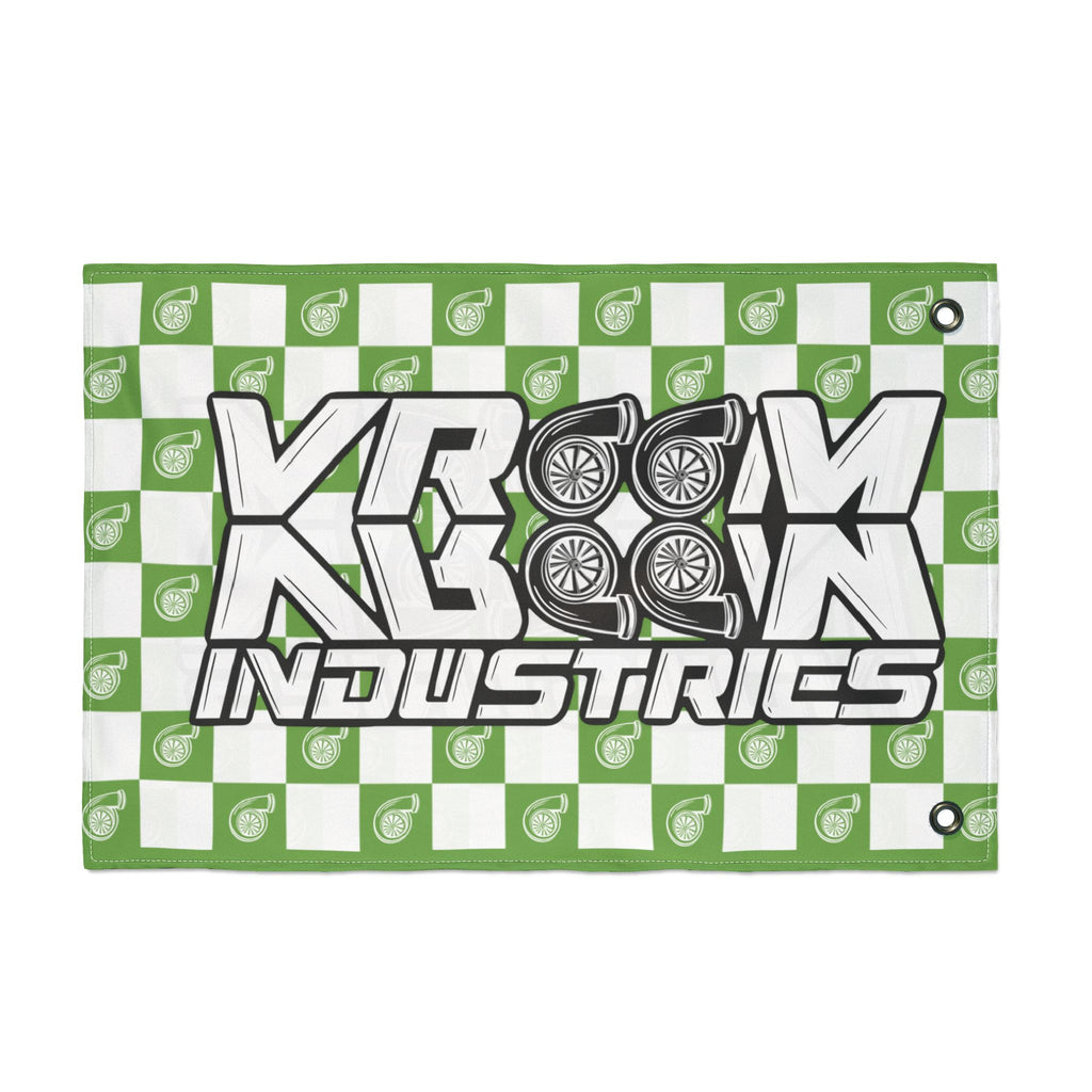 VroomVroom • Bright Green + White • Turbo Checkered Flag