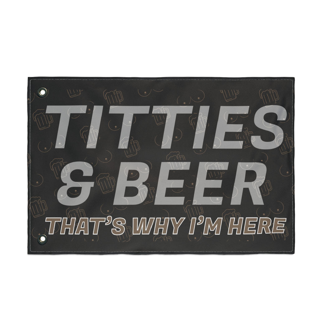 Titties & Beer That's Why I'm Here (Gold) + VroomVroom (Drivers Side) Flag