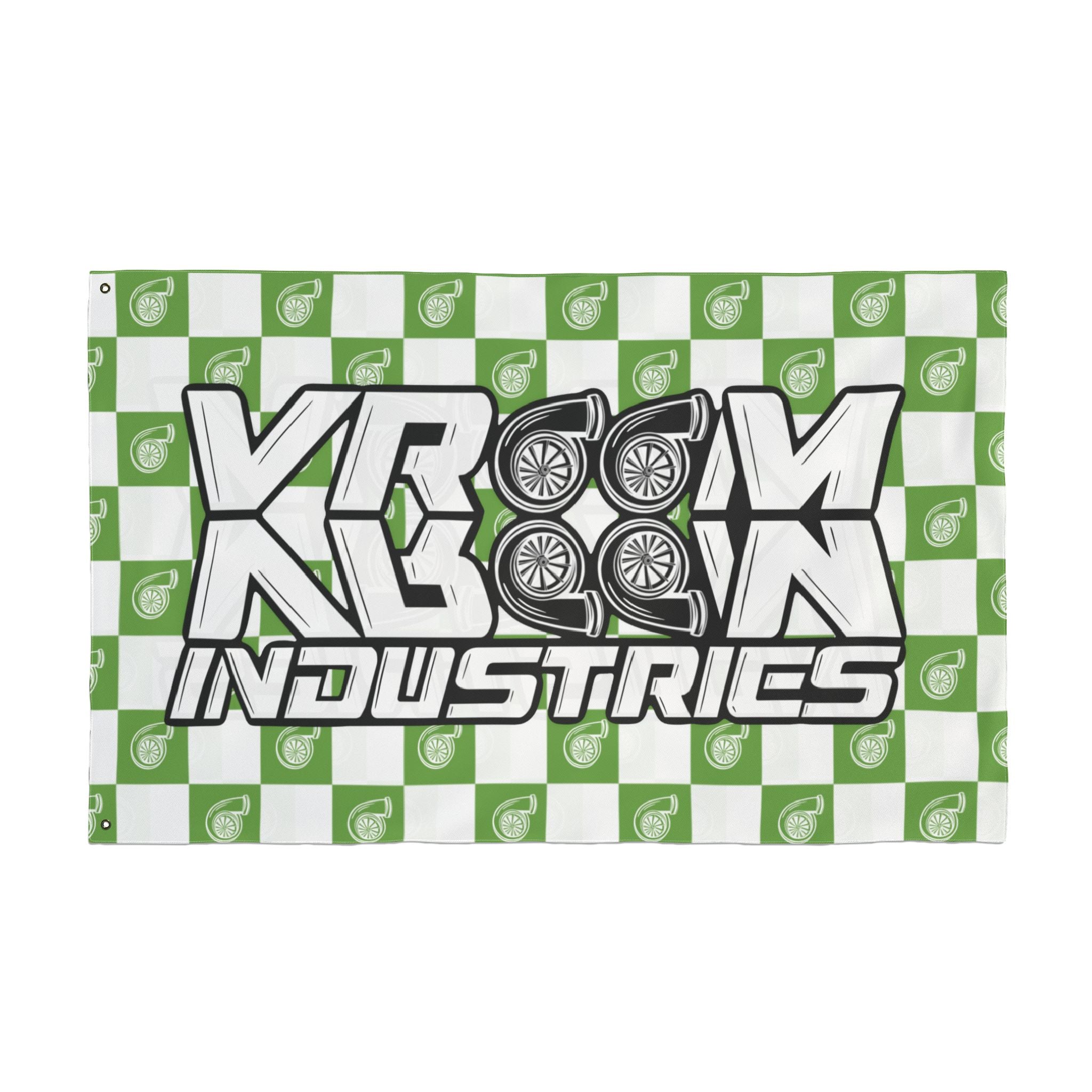 VroomVroom • Bright Green + White • Turbo Checkered Flag