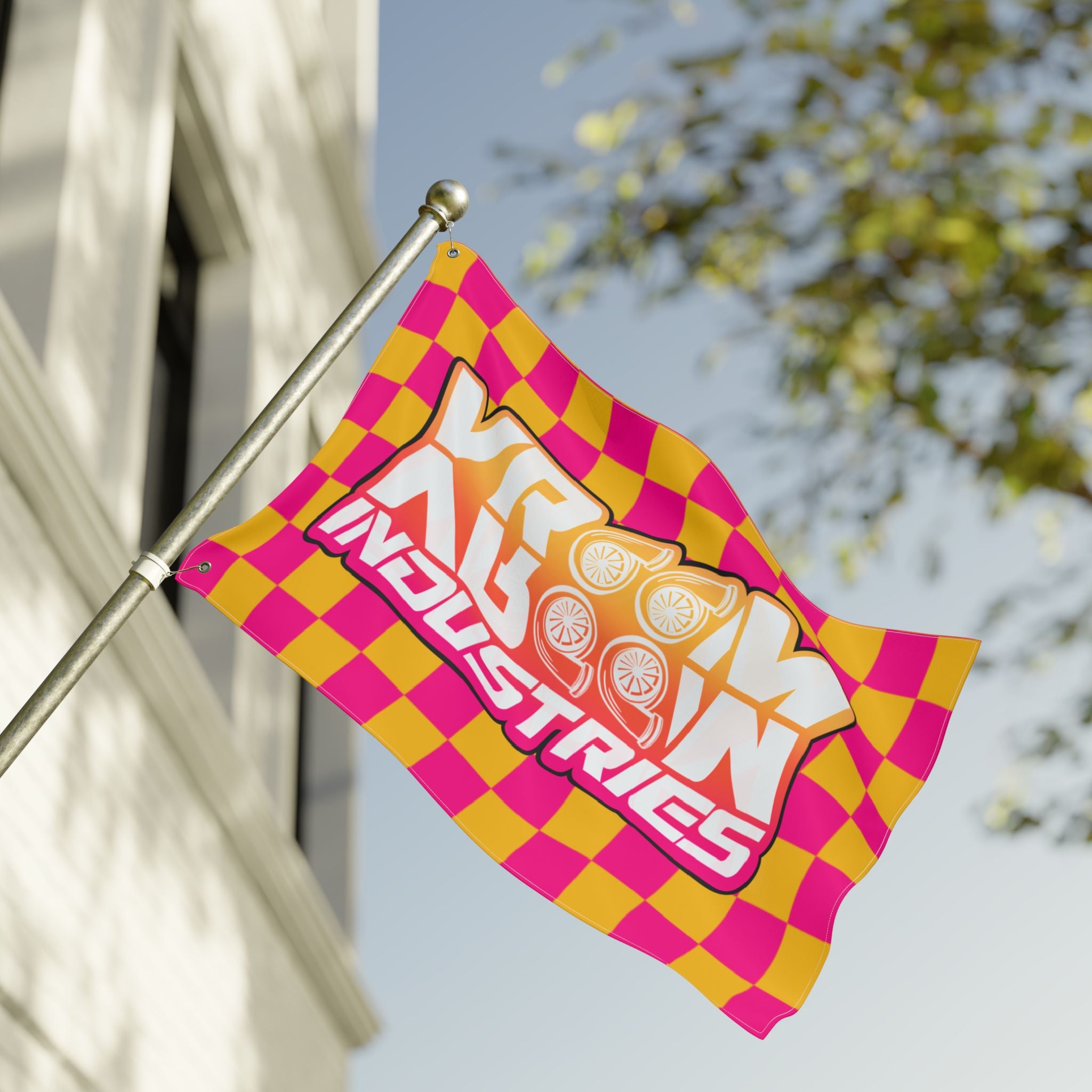 VroomVroom • Pink + Yellow Sunset Checkered Flag