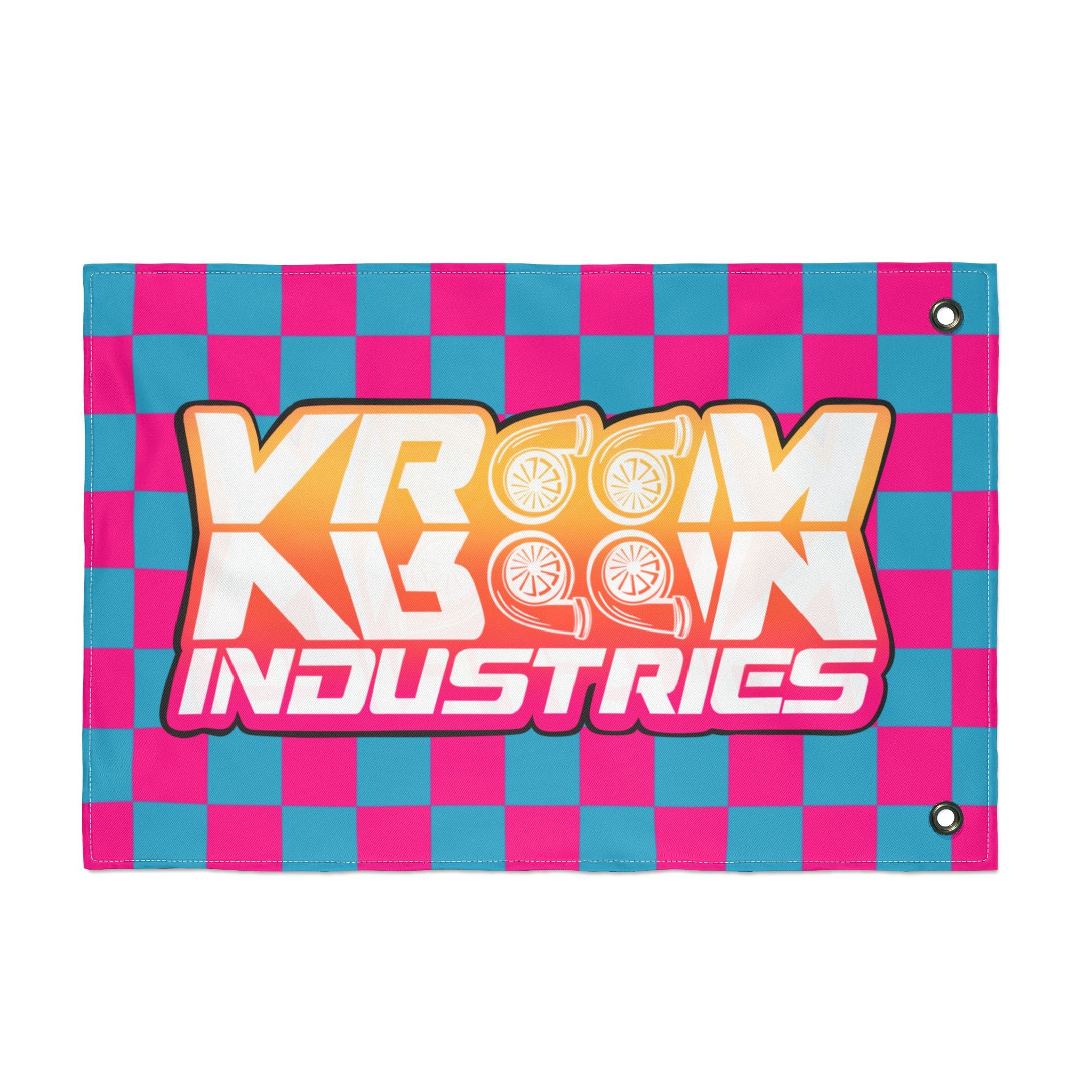 VroomVroom • Pink + Turquoise Sunset Checkered Flag