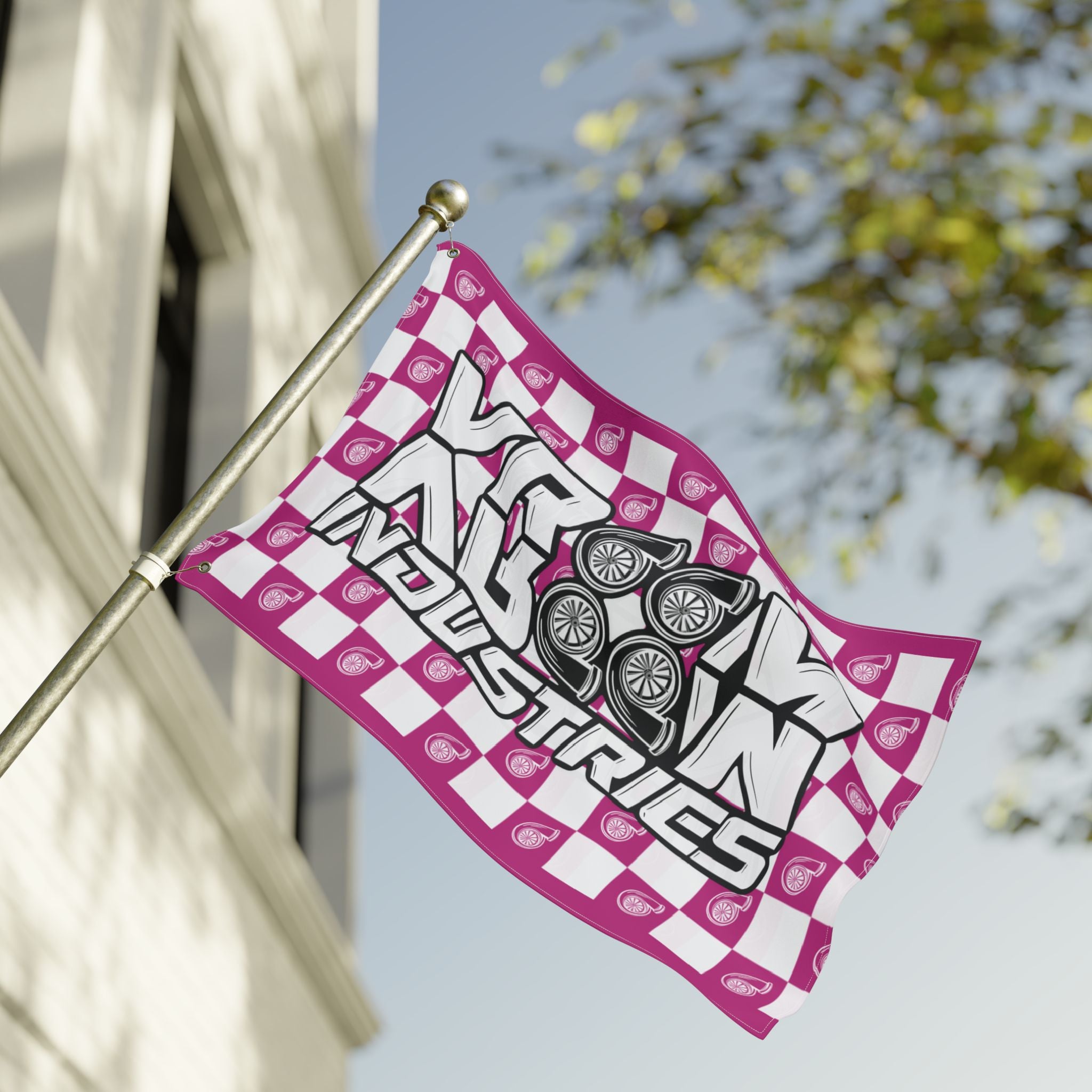 VroomVroom + White & Pink • Turbo Checkered Flag