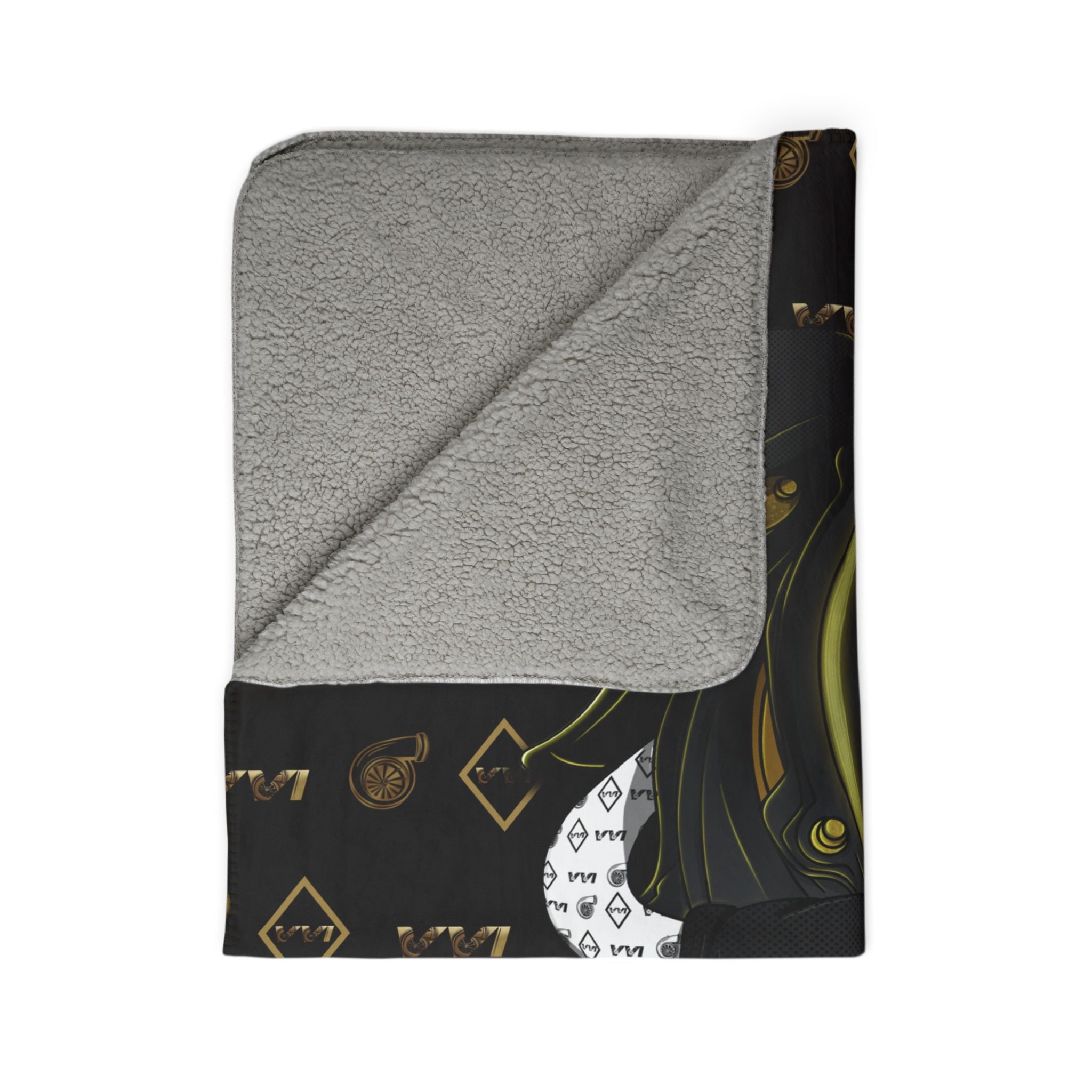Black Vroomie • Black & Gold • Sherpa Blanket
