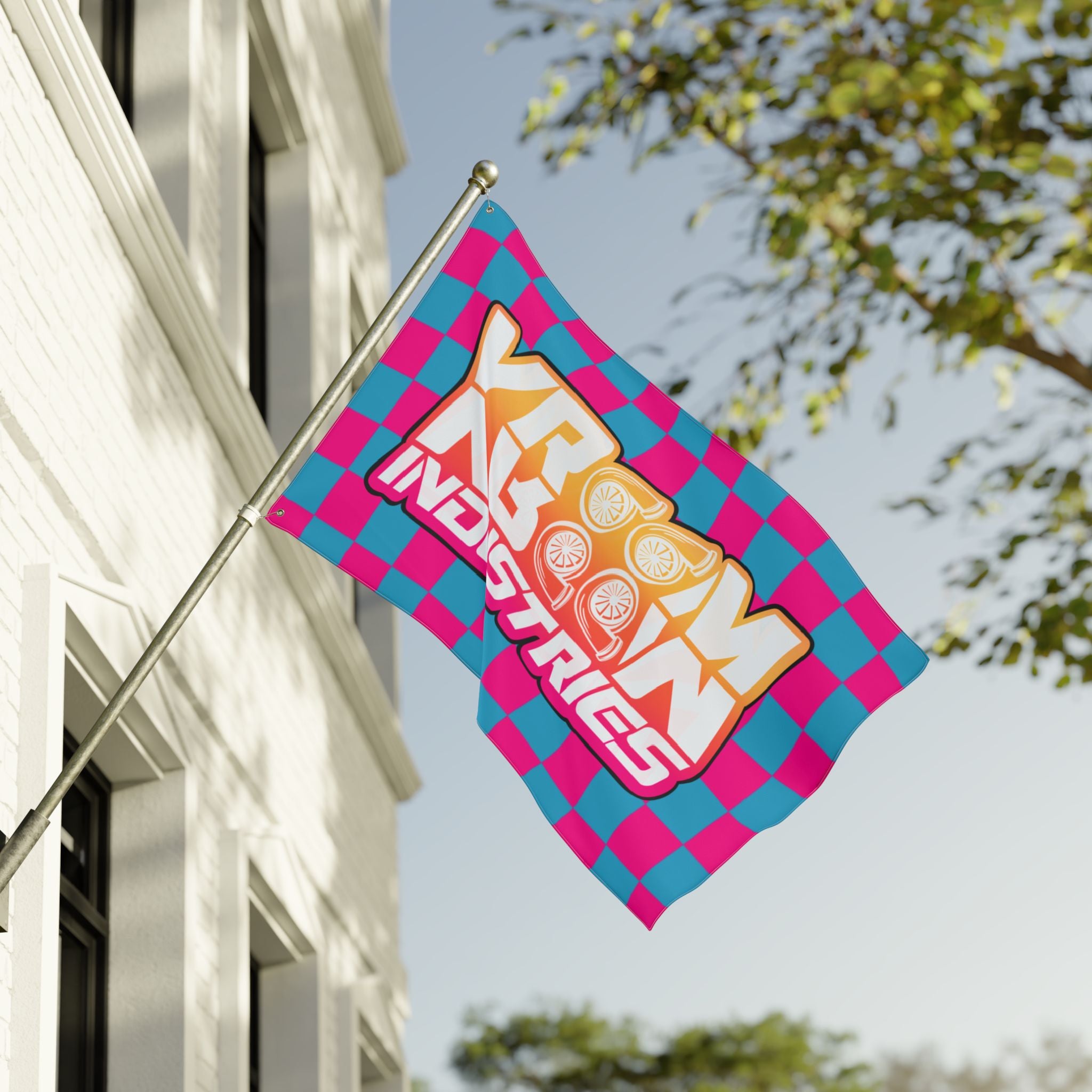 VroomVroom • Pink + Turquoise Sunset Checkered Flag