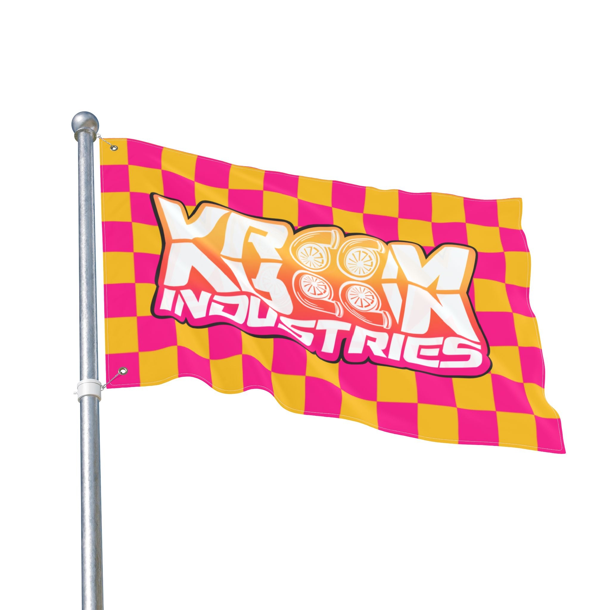 VroomVroom • Pink + Yellow Sunset Checkered Flag