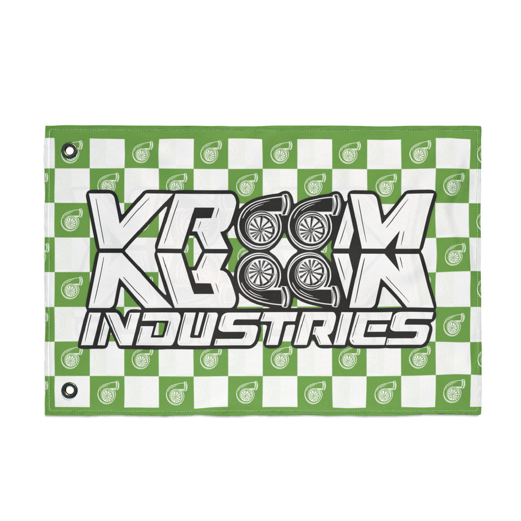 VroomVroom • Bright Green + White • Turbo Checkered Flag