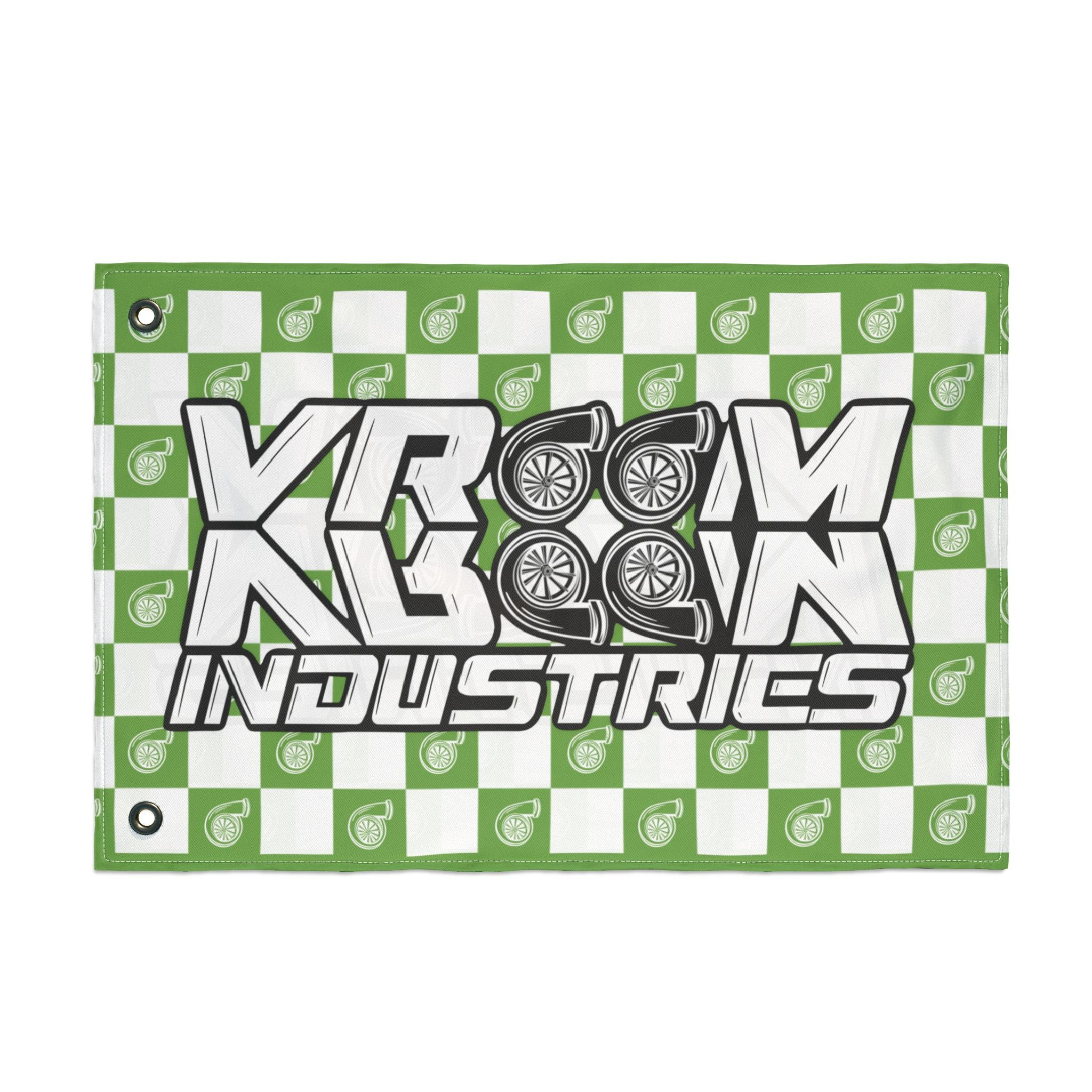 VroomVroom • Bright Green + White • Turbo Checkered Flag
