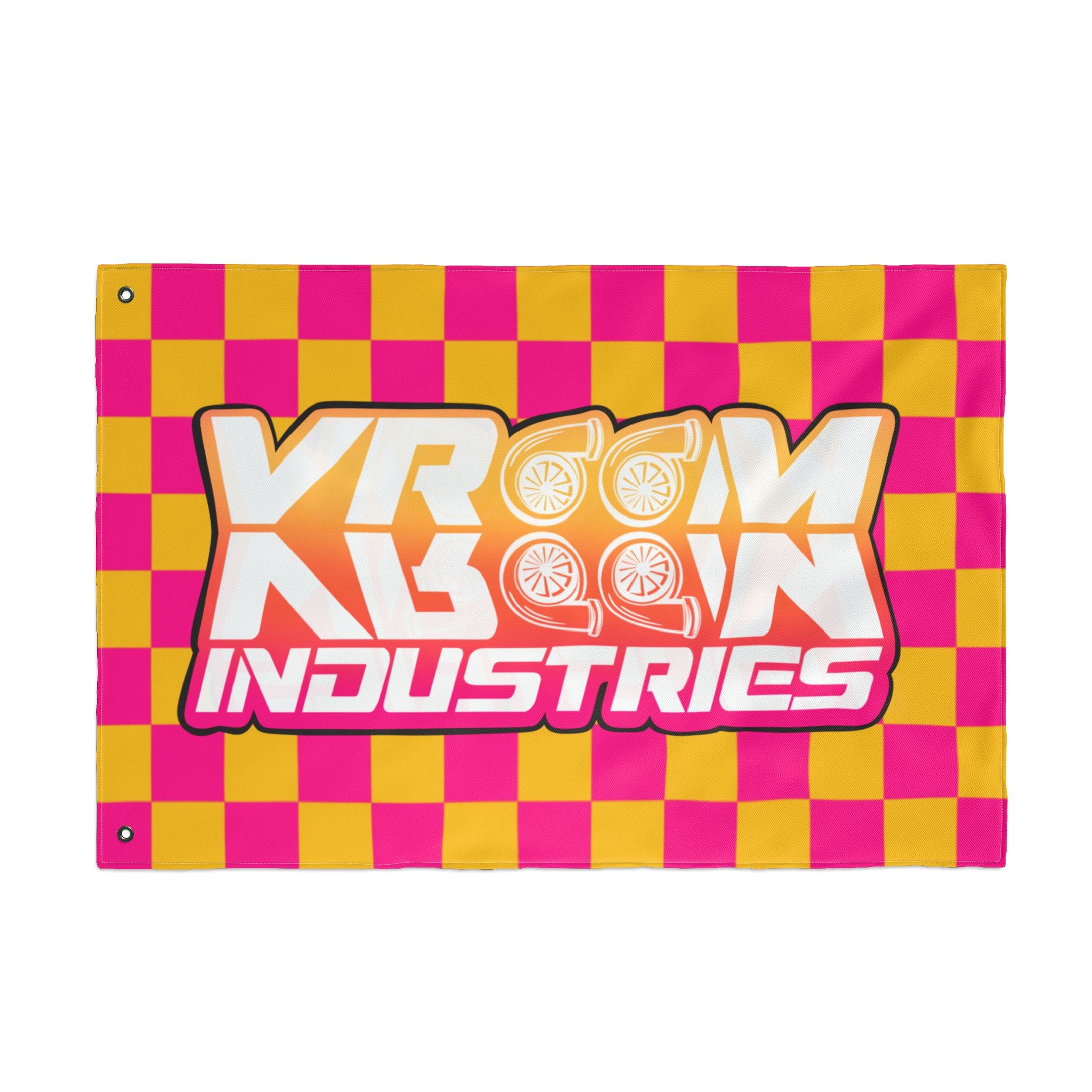 VroomVroom • Pink + Yellow Sunset Checkered Flag