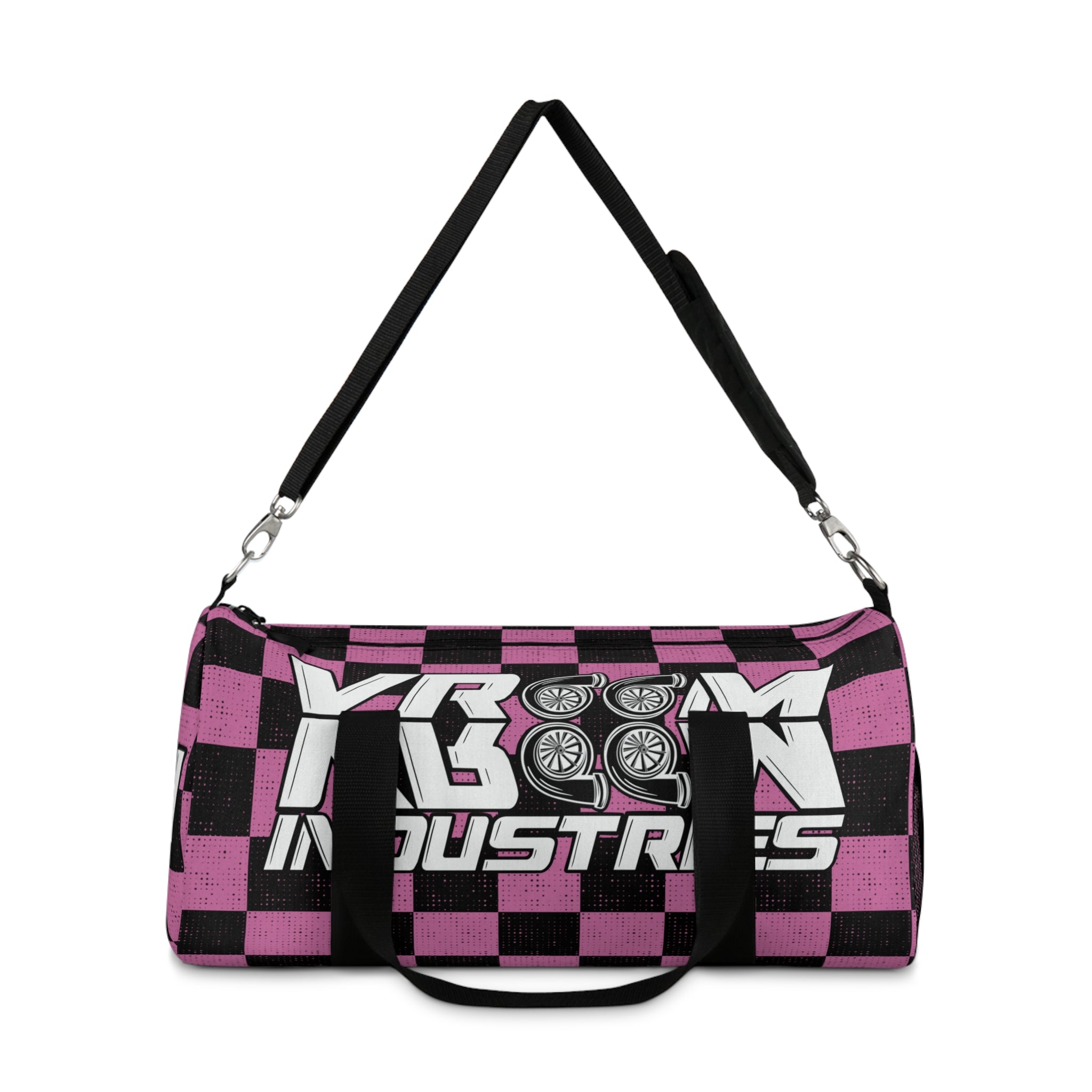 VroomVroom • Light Pink & Black Checkered • Duffle Bag