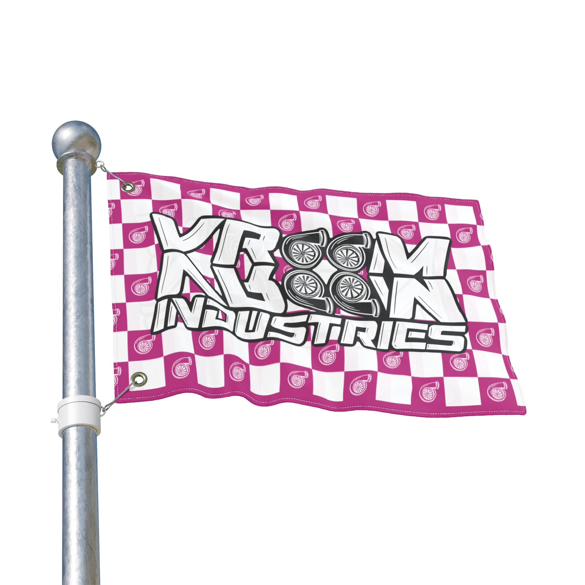 VroomVroom + White & Pink • Turbo Checkered Flag