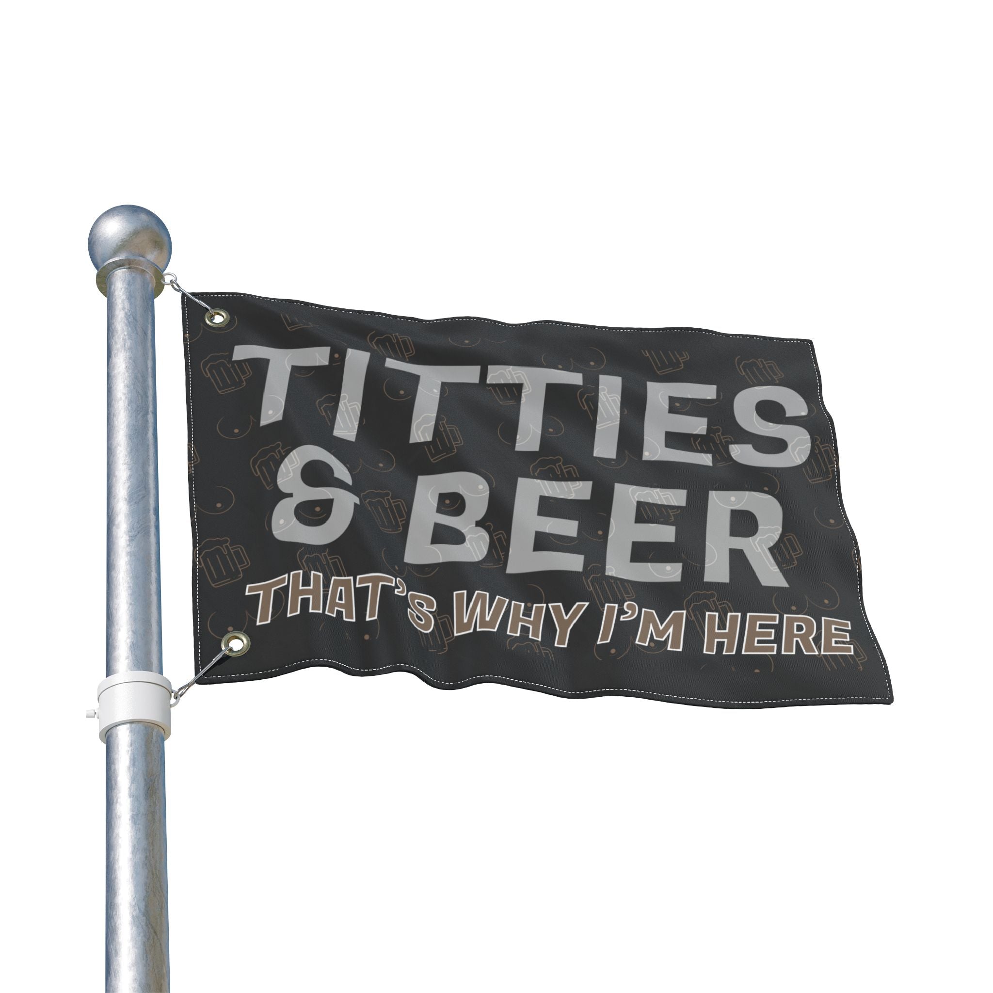 Titties & Beer That's Why I'm Here (Gold) + VroomVroom (Drivers Side) Flag