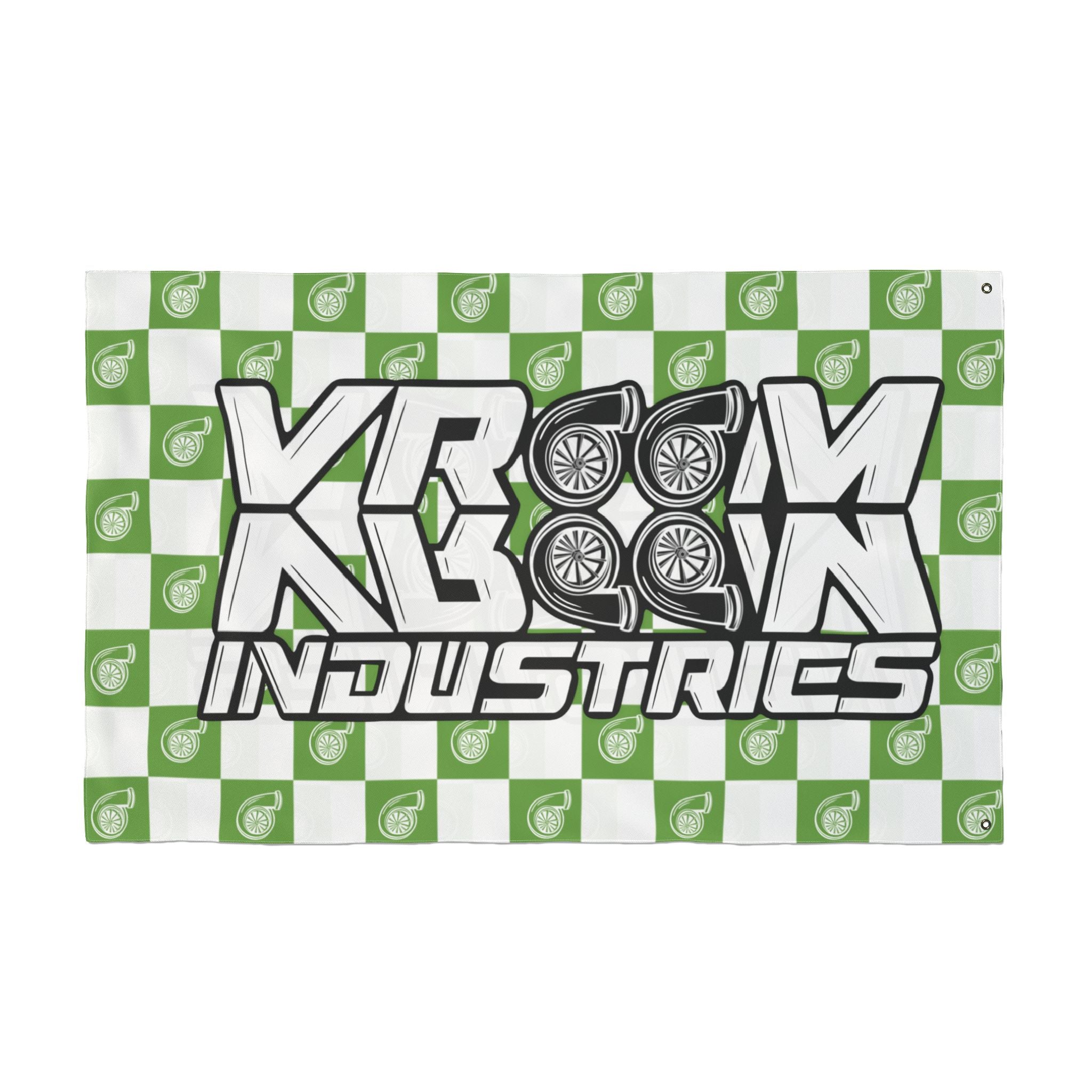 VroomVroom • Bright Green + White • Turbo Checkered Flag