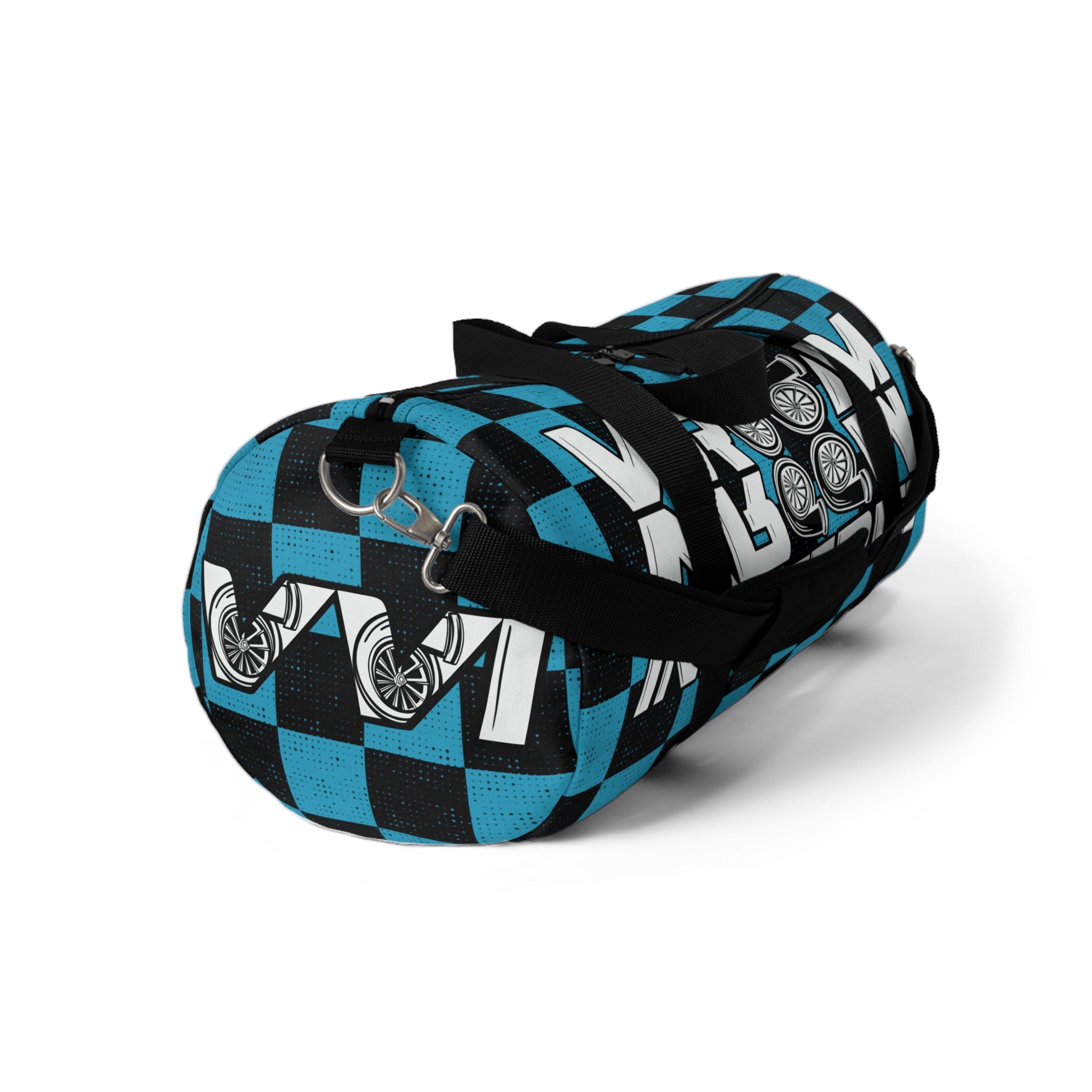 VroomVroom • Turquoise & Black Checkered •  Duffle Bag