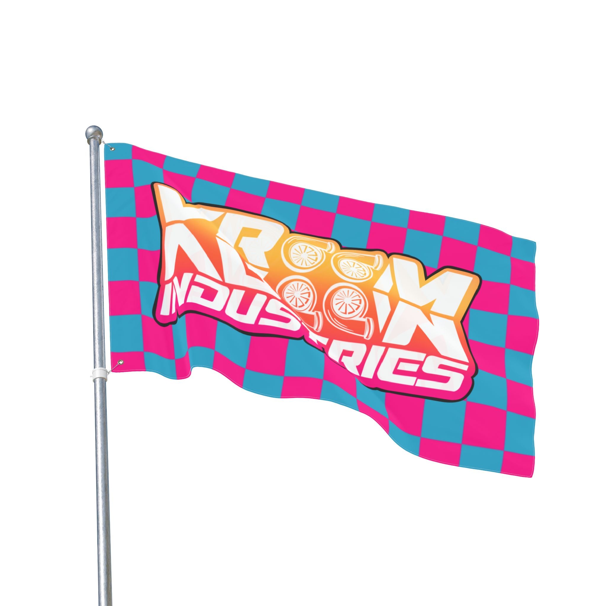 VroomVroom • Pink + Turquoise Sunset Checkered Flag