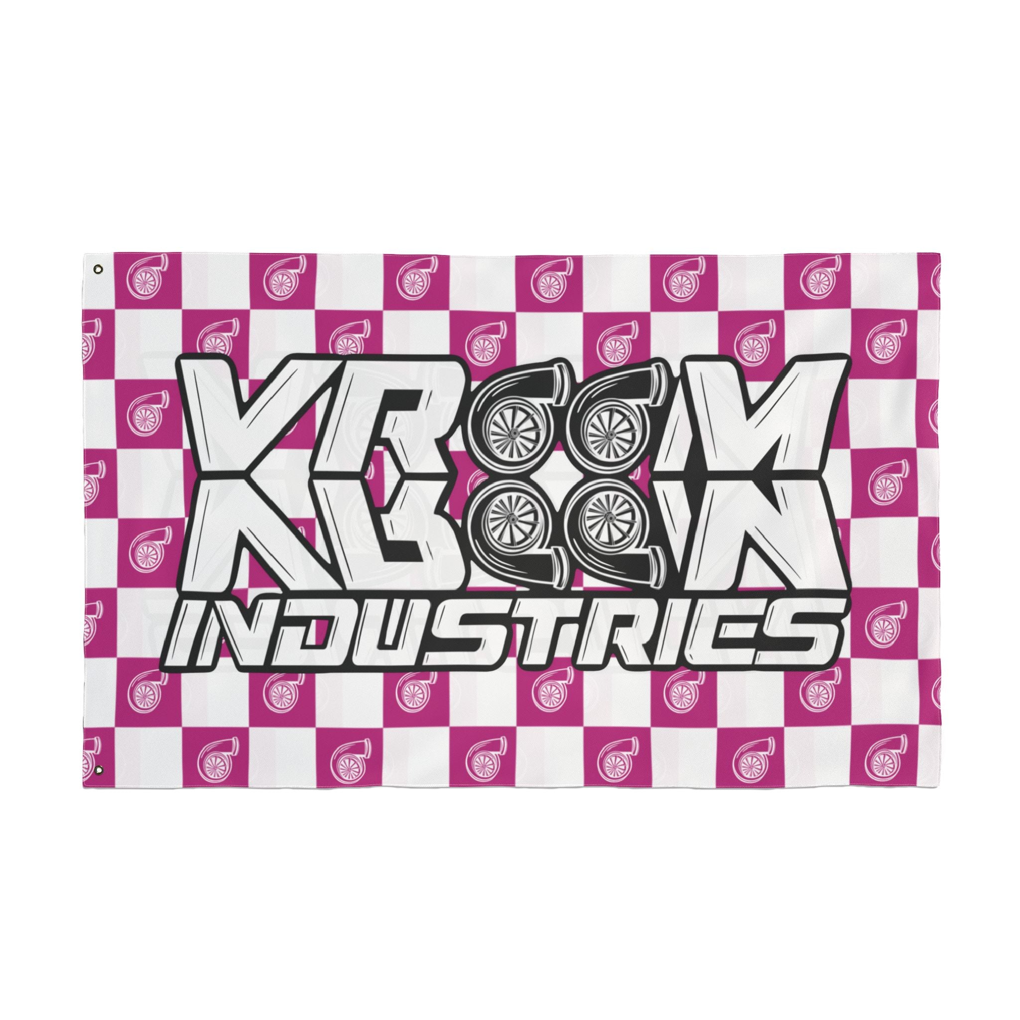 VroomVroom + White & Pink • Turbo Checkered Flag