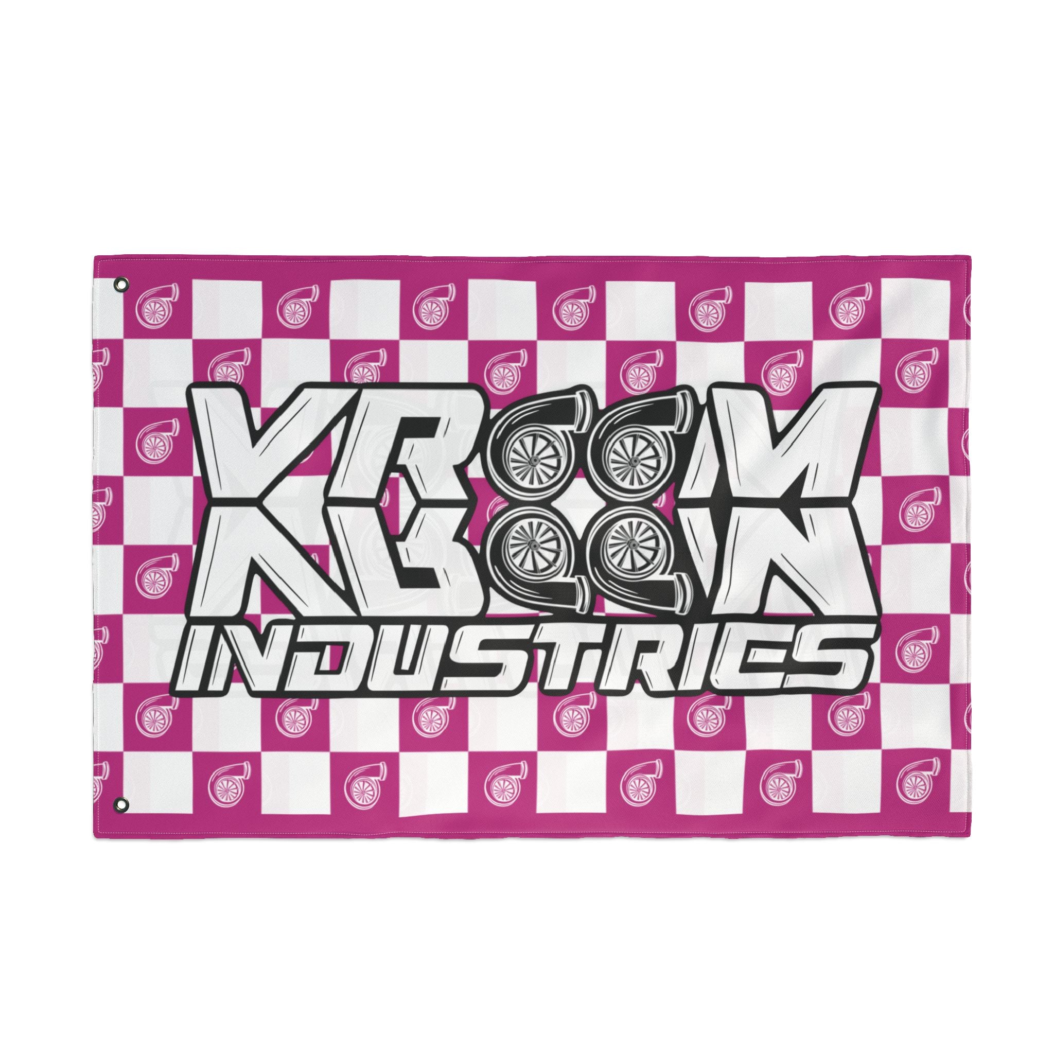 VroomVroom + White & Pink • Turbo Checkered Flag