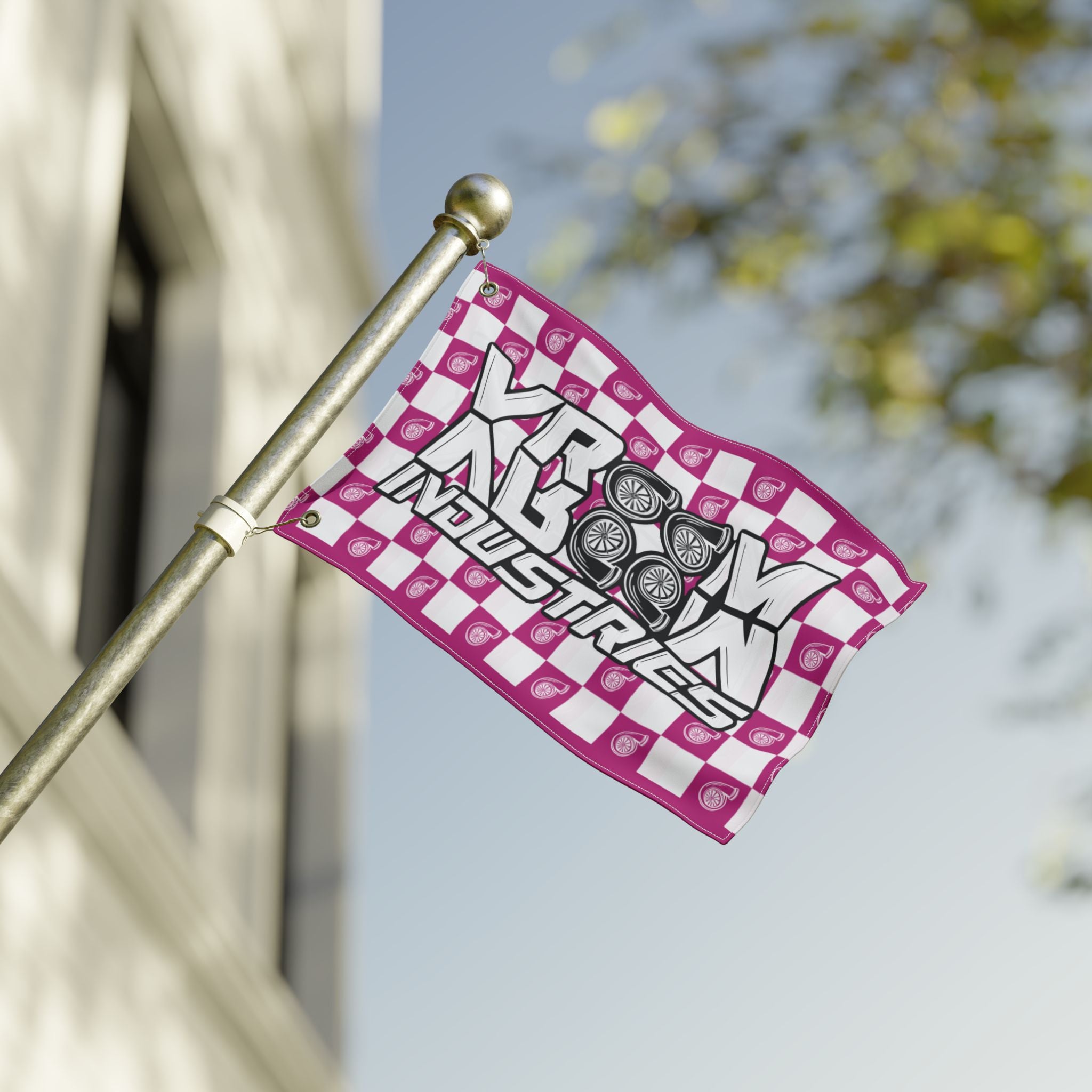 VroomVroom + White & Pink • Turbo Checkered Flag