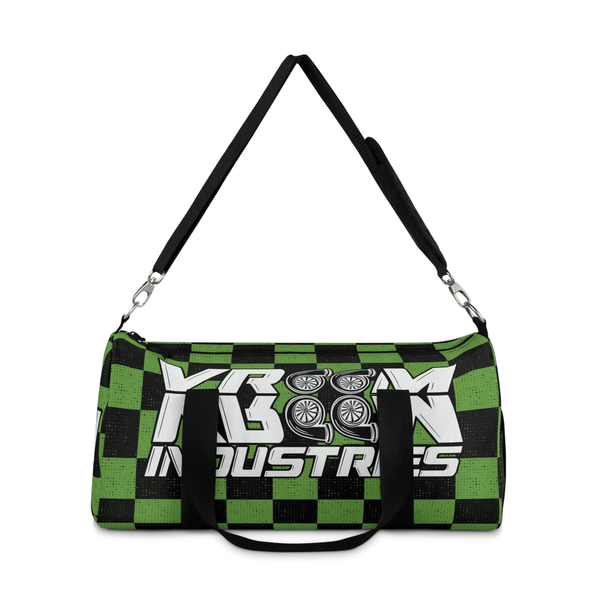VroomVroom • Bright Green & Black Checkered • Duffle Bag