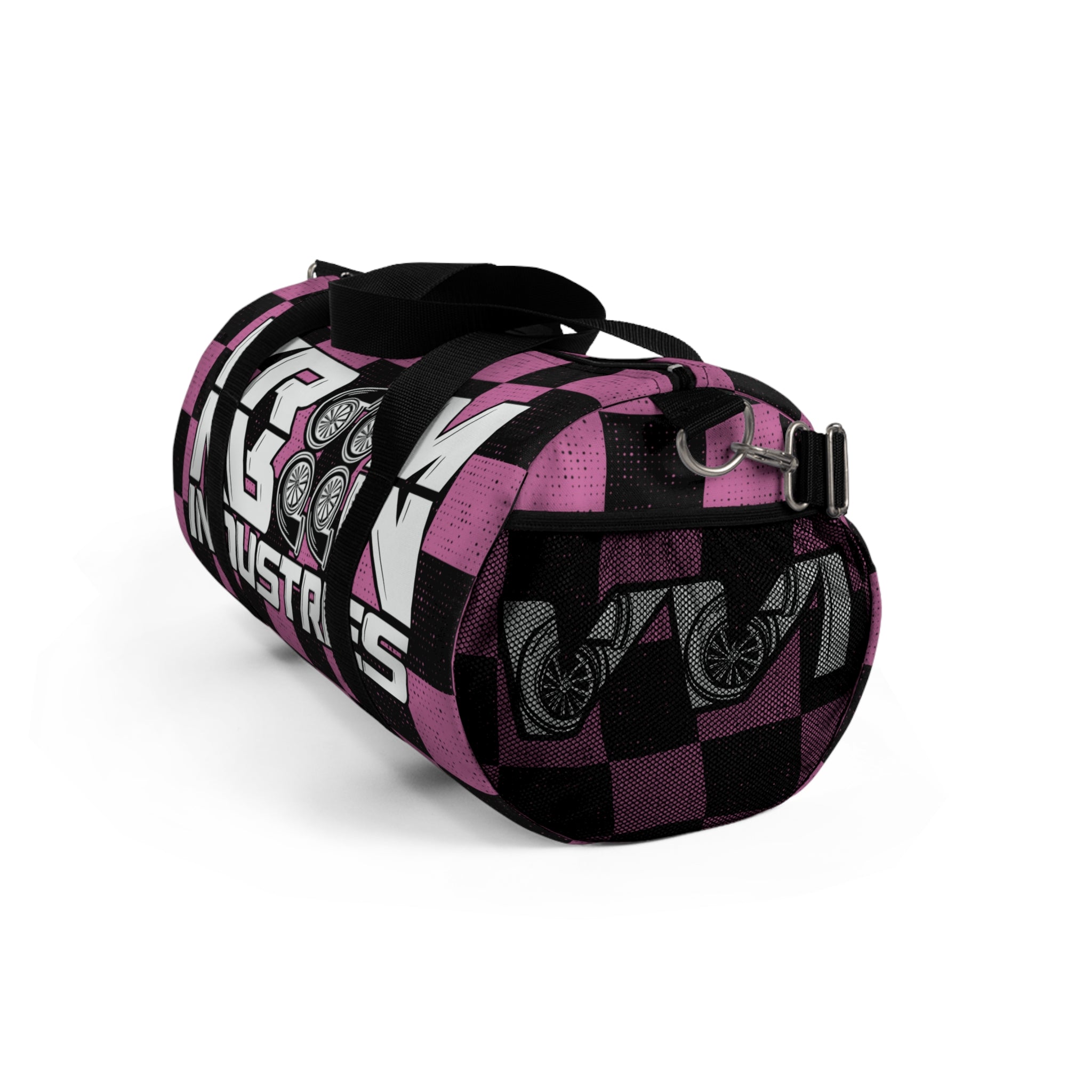 VroomVroom • Light Pink & Black Checkered • Duffle Bag