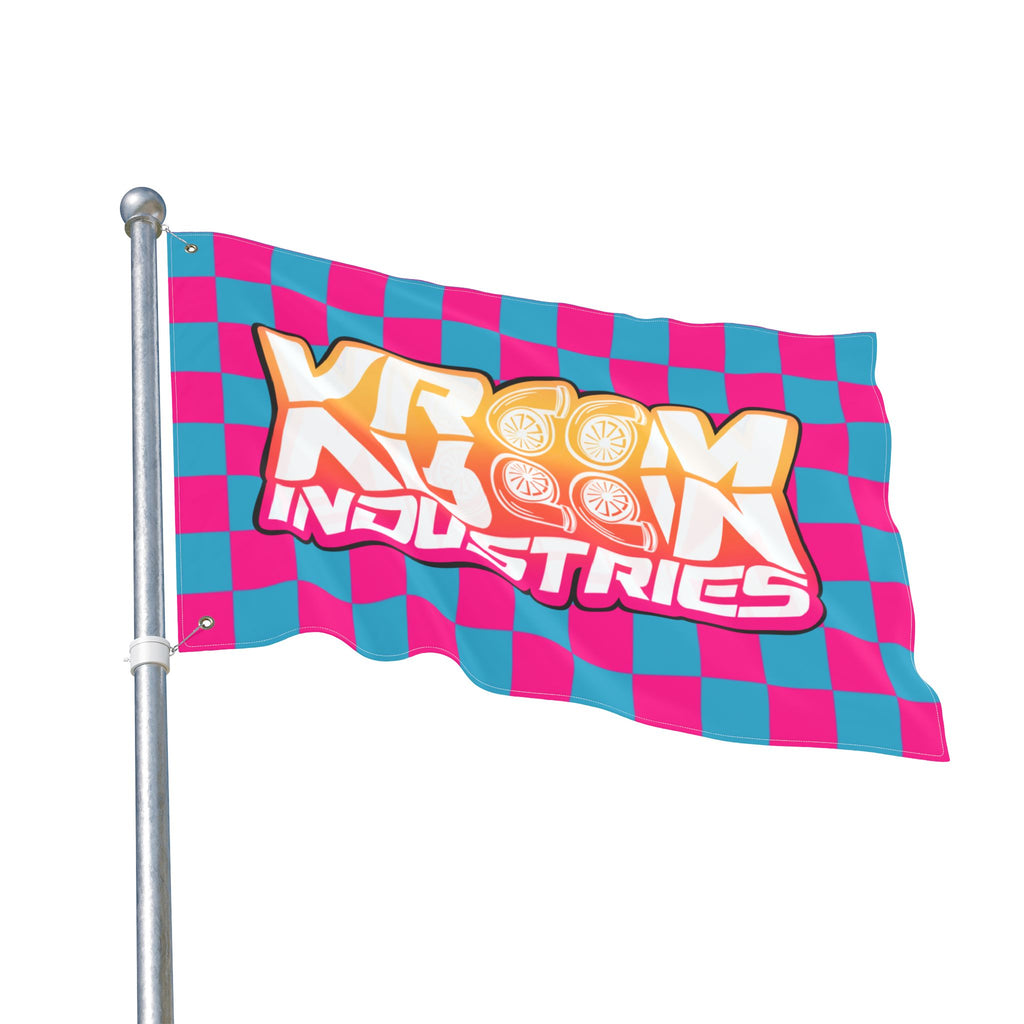 VroomVroom • Pink + Turquoise Sunset Checkered Flag