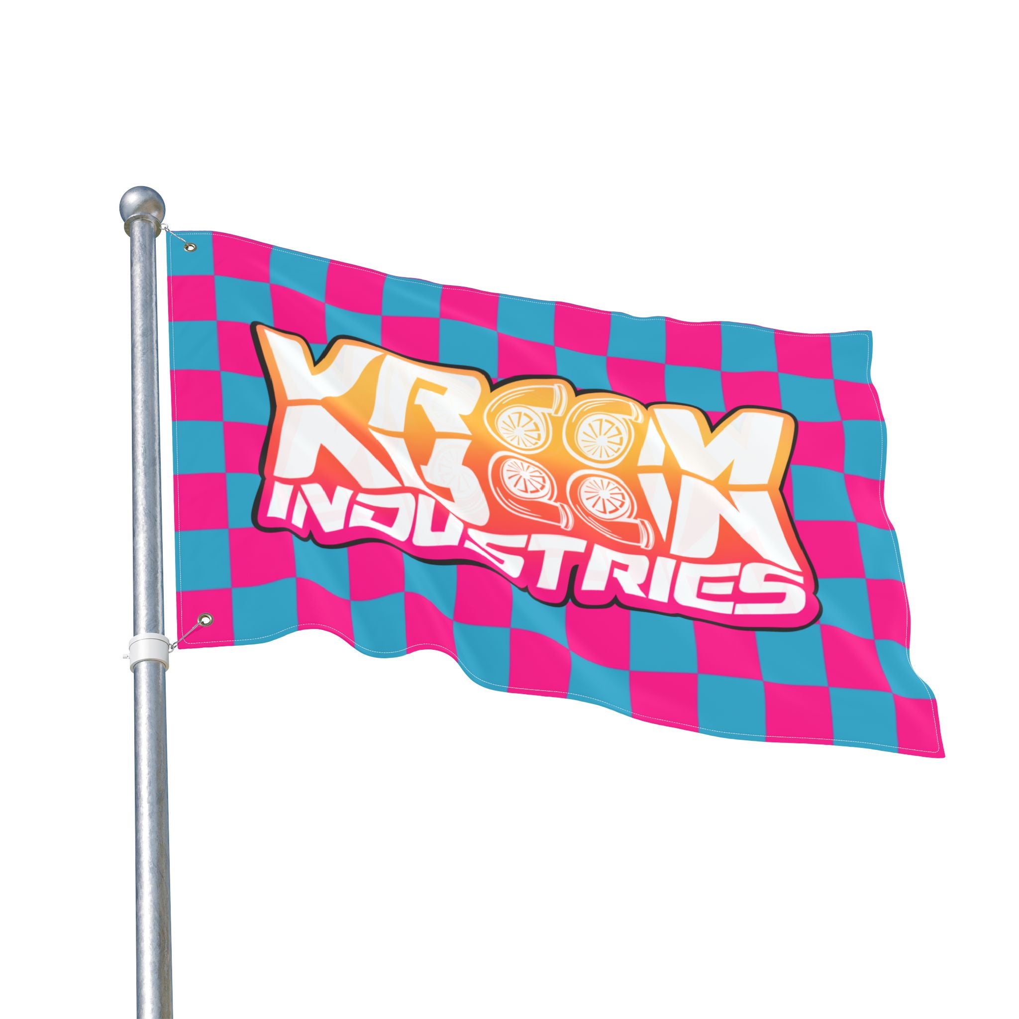 VroomVroom • Pink + Turquoise Sunset Checkered Flag