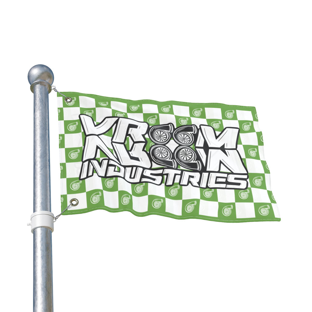 VroomVroom • Bright Green + White • Turbo Checkered Flag