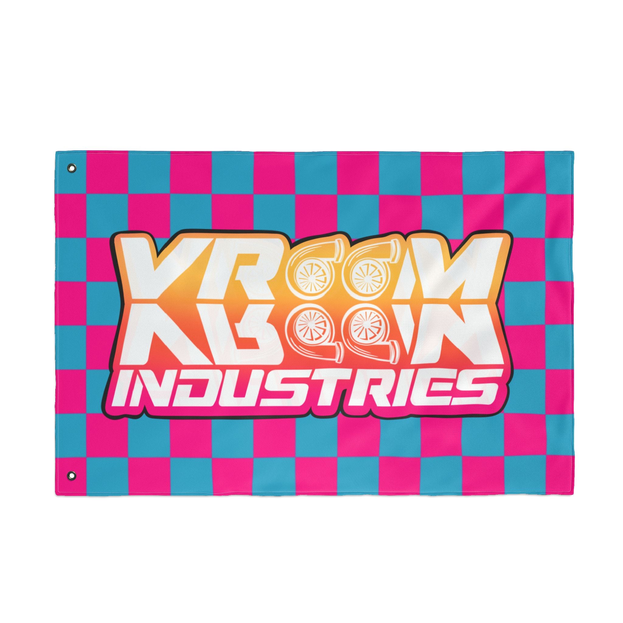 VroomVroom • Pink + Turquoise Sunset Checkered Flag