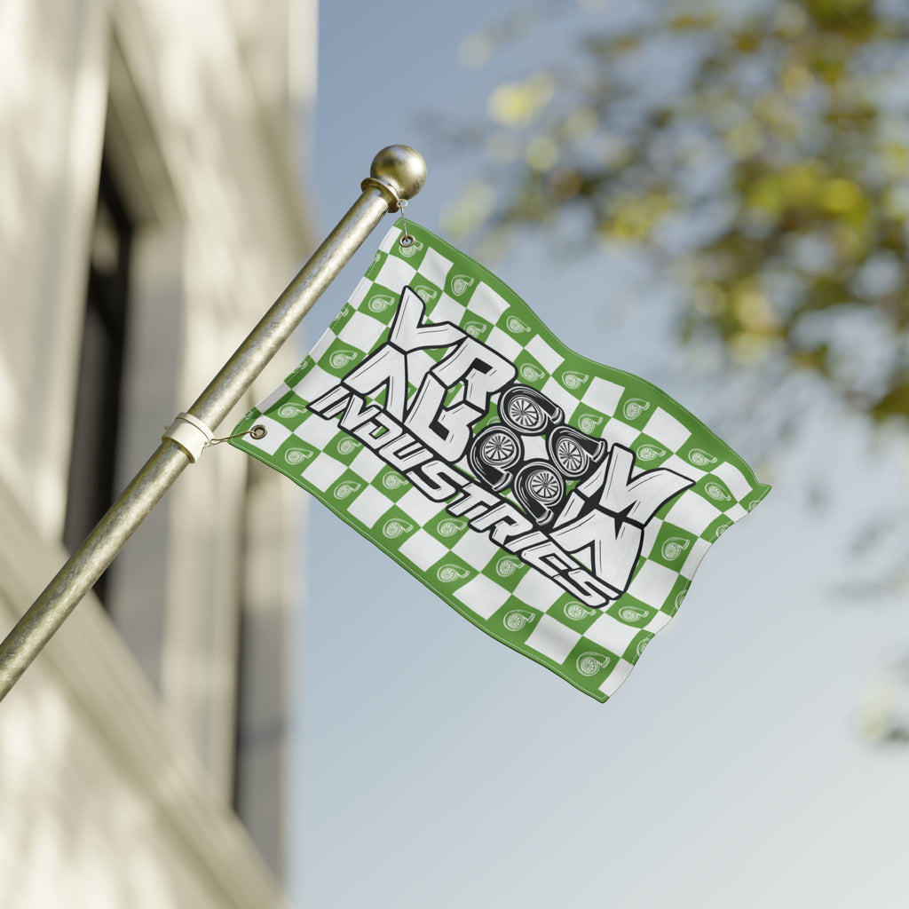 VroomVroom • Bright Green + White • Turbo Checkered Flag