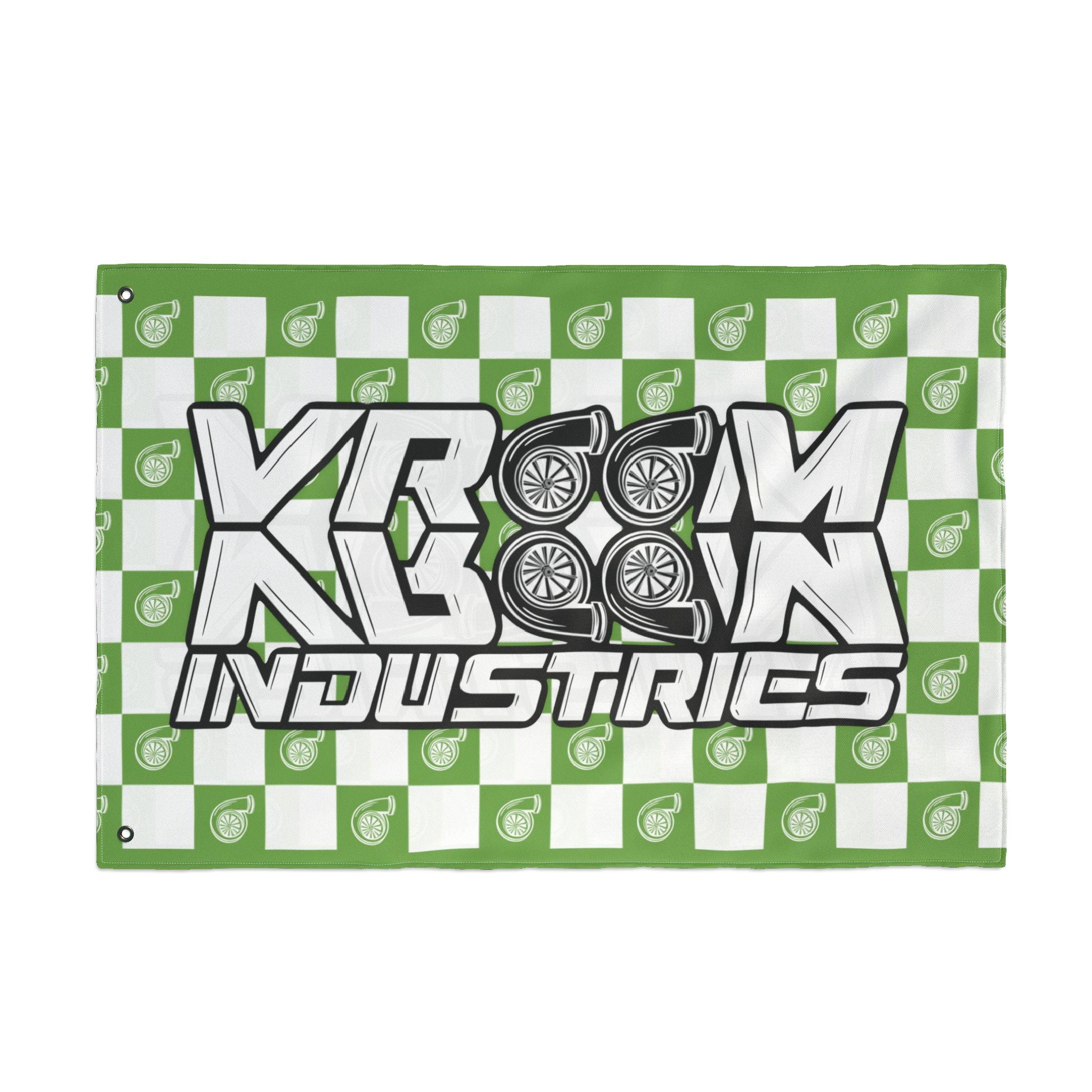 VroomVroom • Bright Green + White • Turbo Checkered Flag