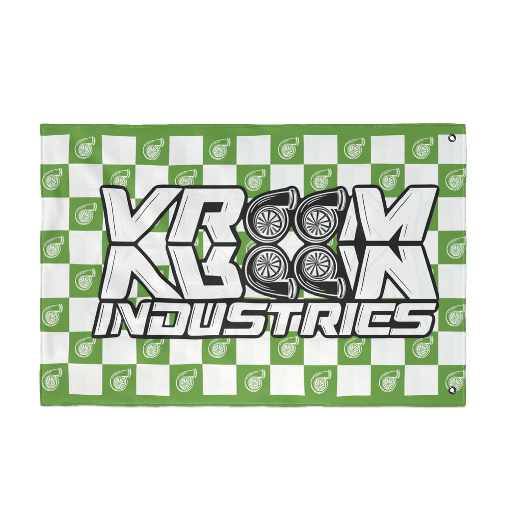 VroomVroom • Bright Green + White • Turbo Checkered Flag