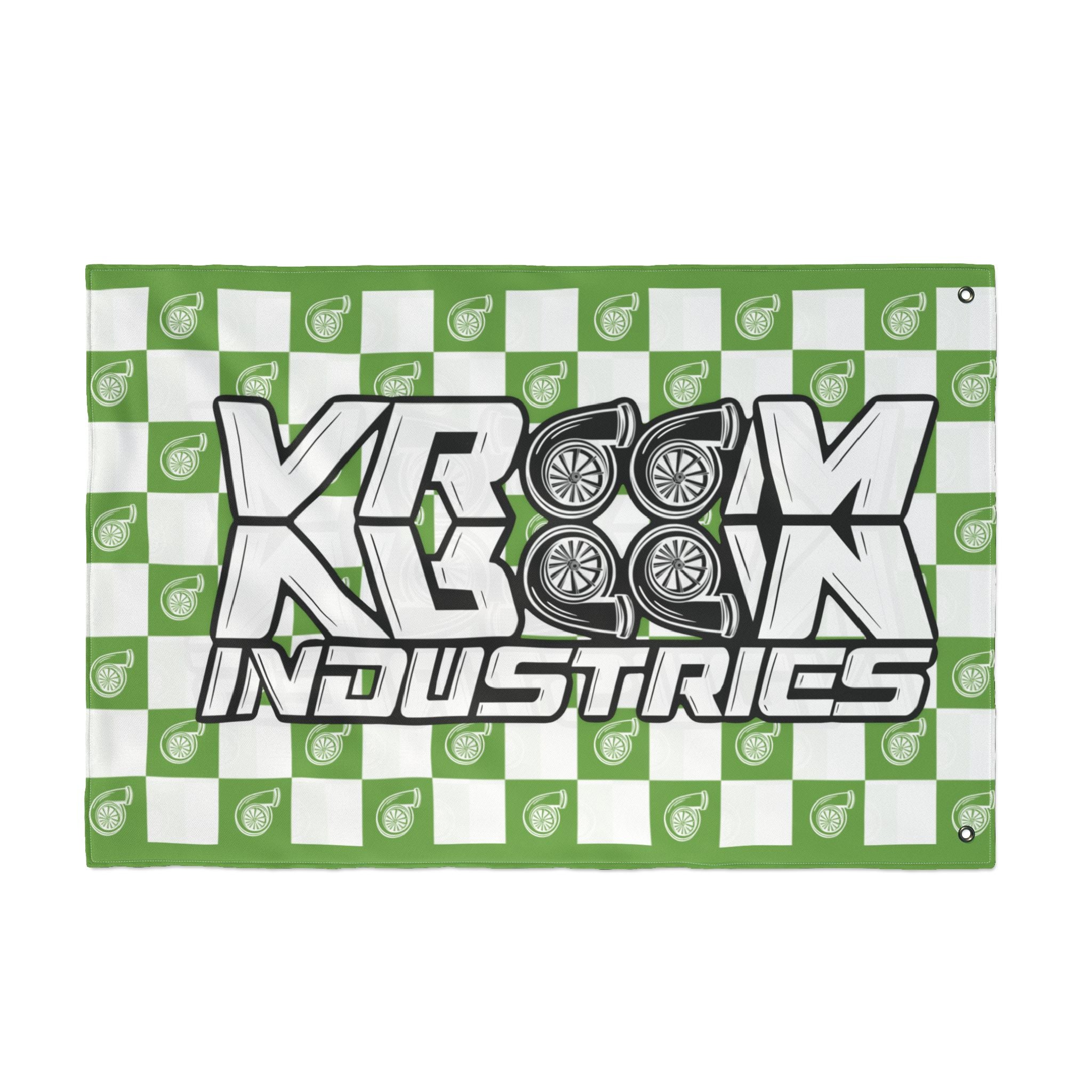 VroomVroom • Bright Green + White • Turbo Checkered Flag