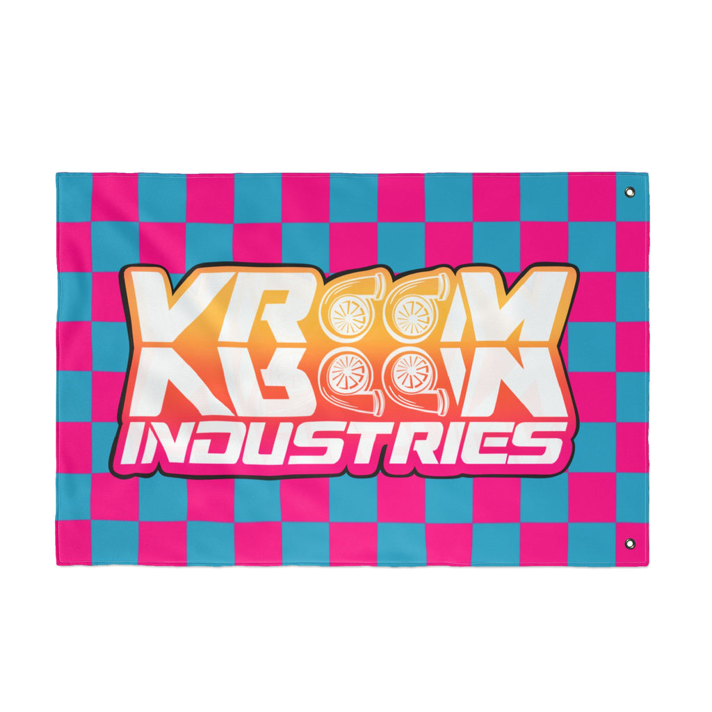 VroomVroom • Pink + Turquoise Sunset Checkered Flag