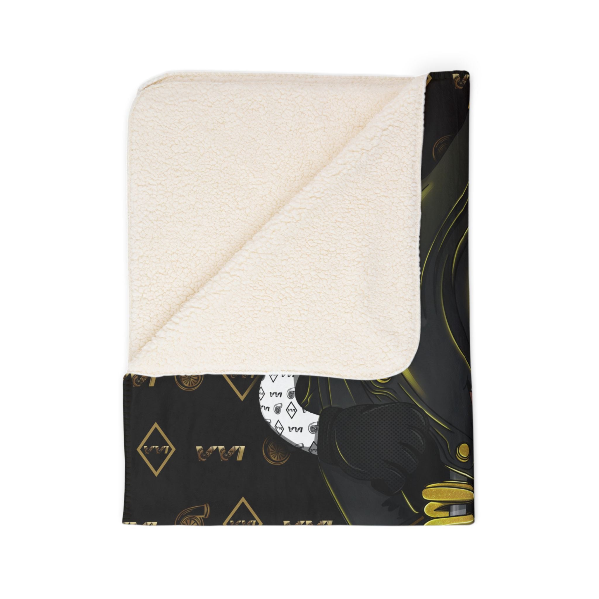 Black Vroomie • Black & Gold • Sherpa Blanket