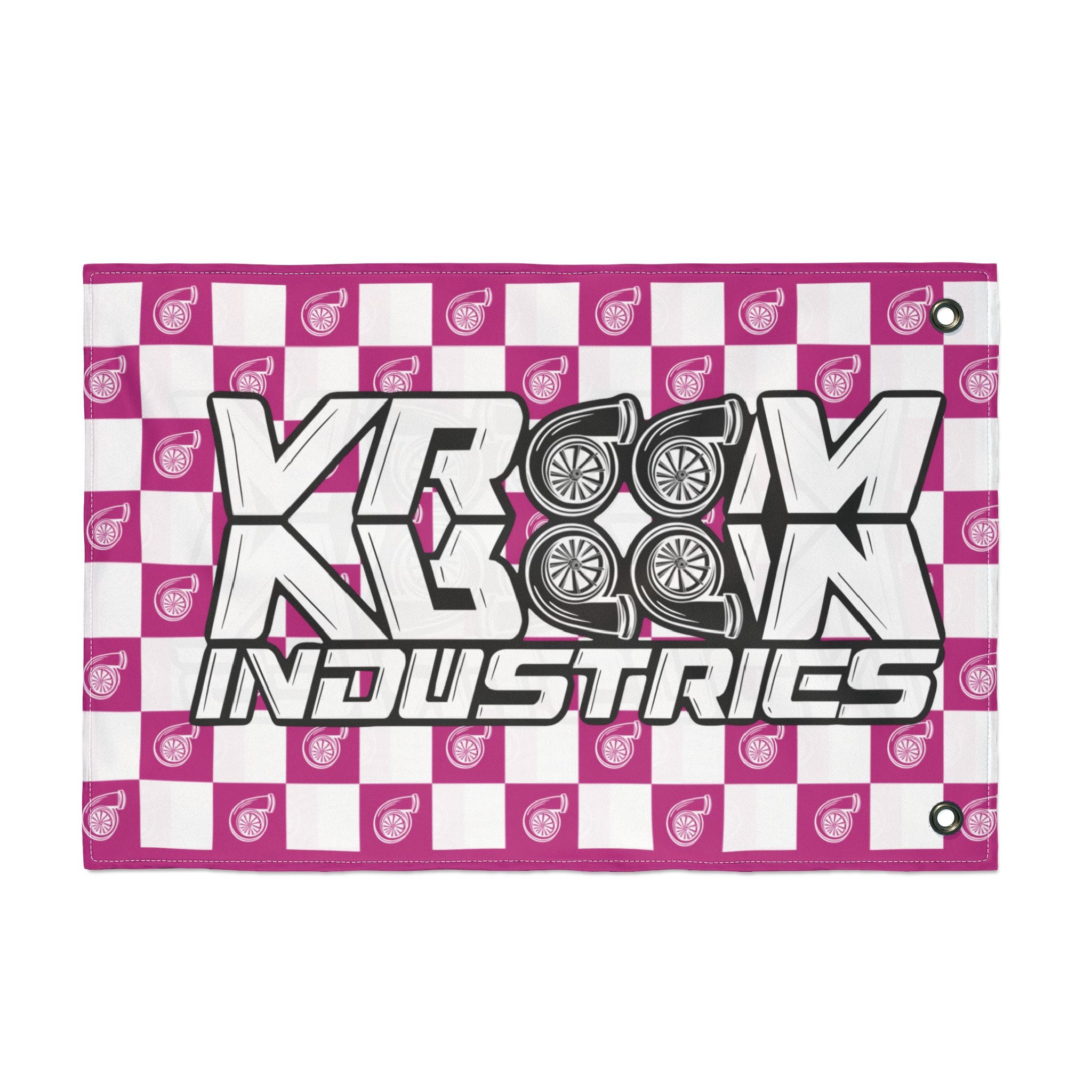 VroomVroom + White & Pink • Turbo Checkered Flag