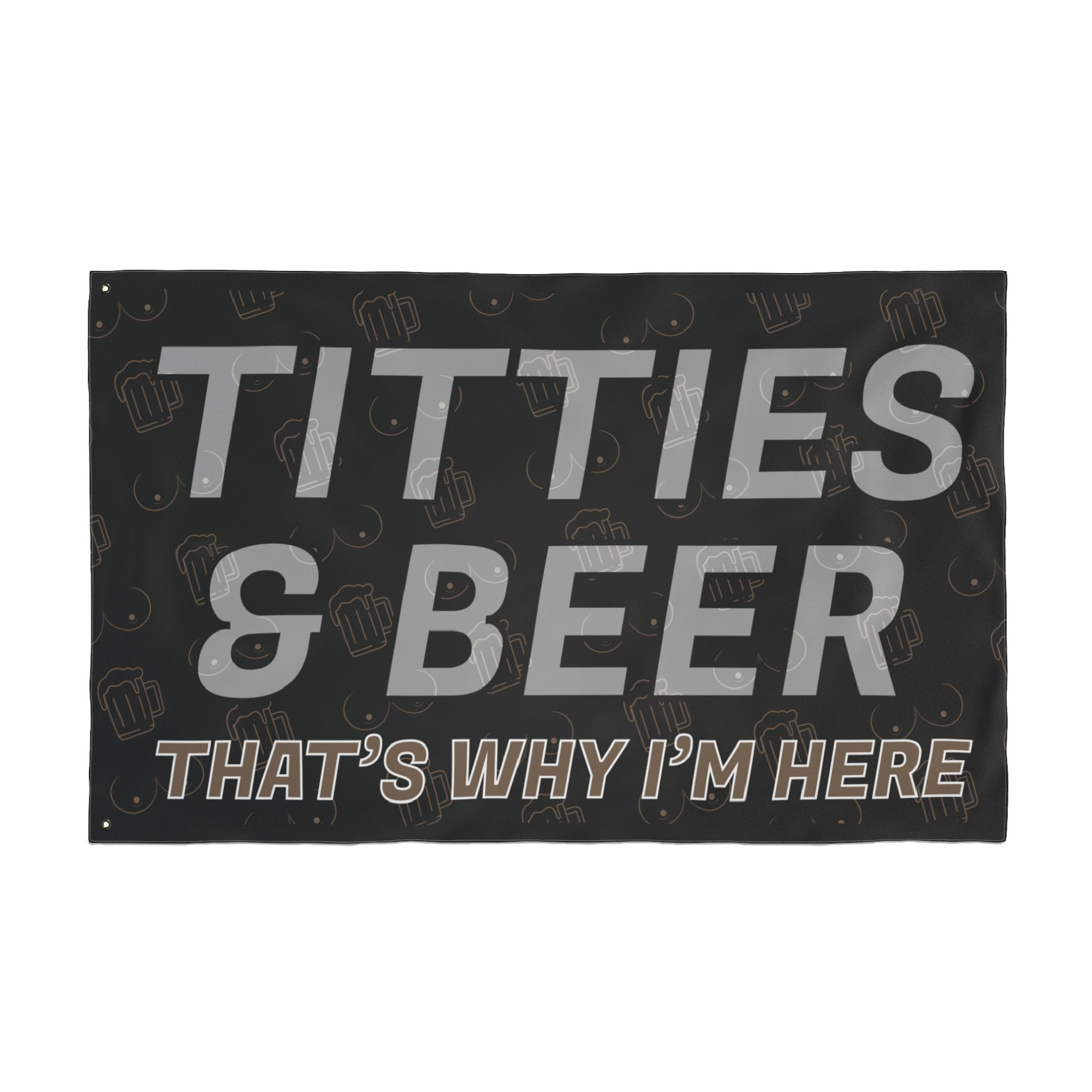 Titties & Beer That's Why I'm Here (Gold) + VroomVroom (Drivers Side) Flag