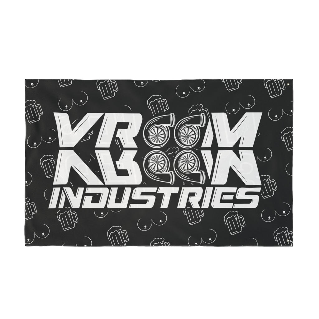 Titties & Beer That's Why I'm Here (White) + VroomVroom (Drivers Side) Flag